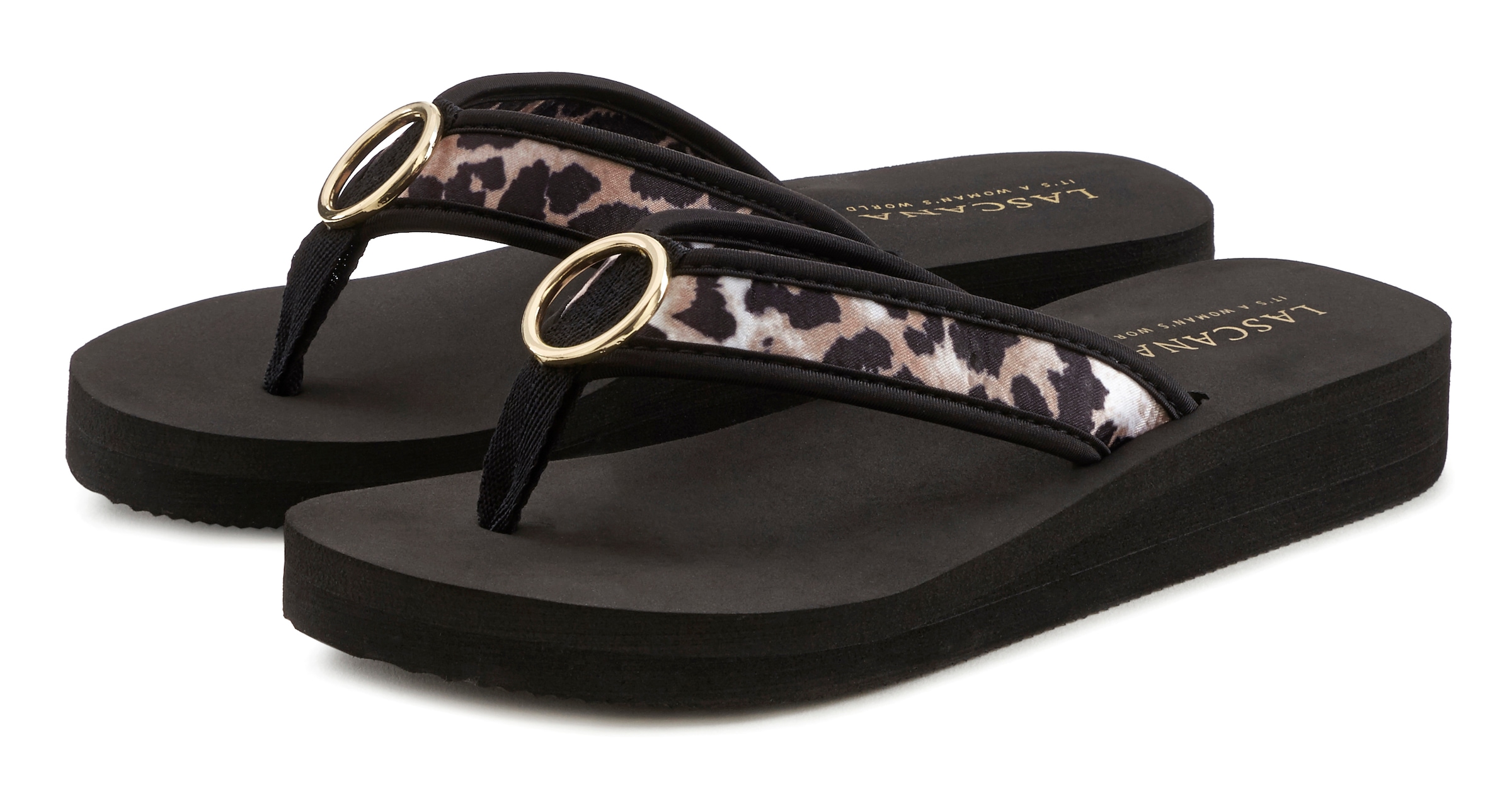 LASCANA Badezehentrenner, Sandale, Pantolette, Badeschuh mit Ringapplikation "Italy" VEGAN