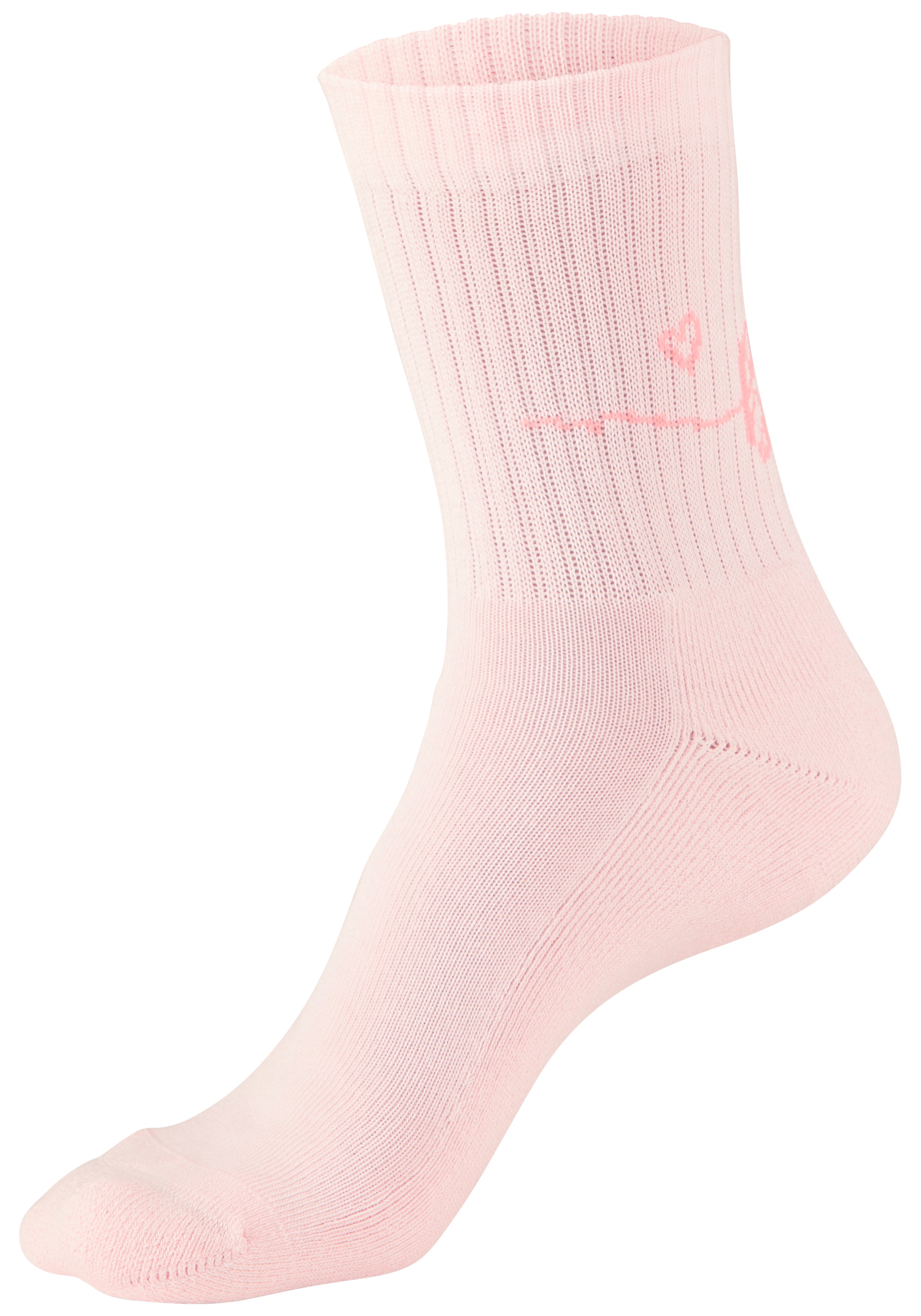 H.I.S Chaussettes de tennis »Damen Sportsocken daily socks« Paquet, 7 Couple tlg. avec du molleton bouclé au pied et des inscriptions attrayantes