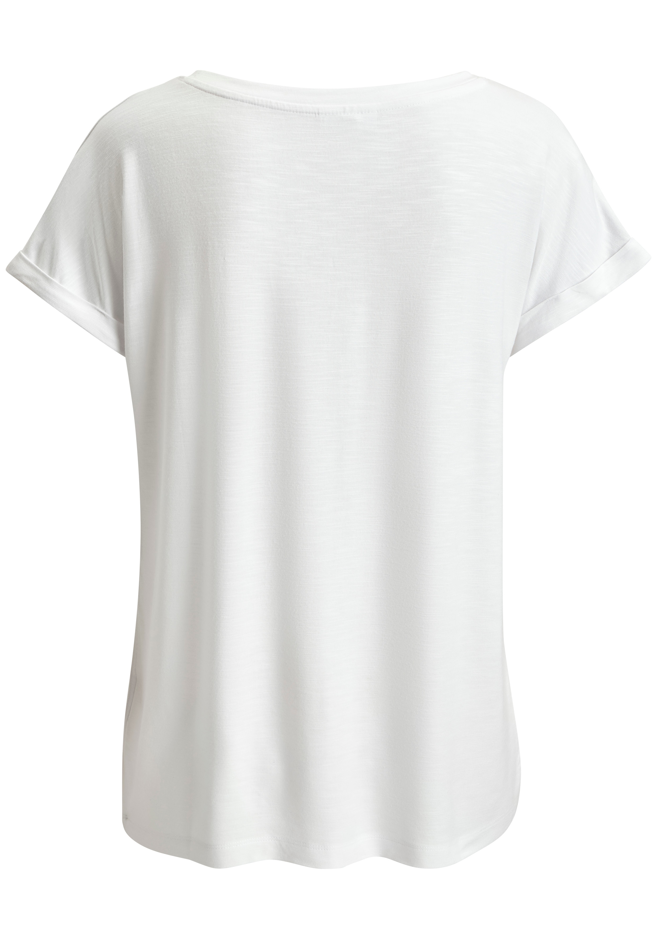 Beachtime by Lascana V-Shirt »mit fixiertem Ärmelumschlag« aus luftiger Viskose-Qualität