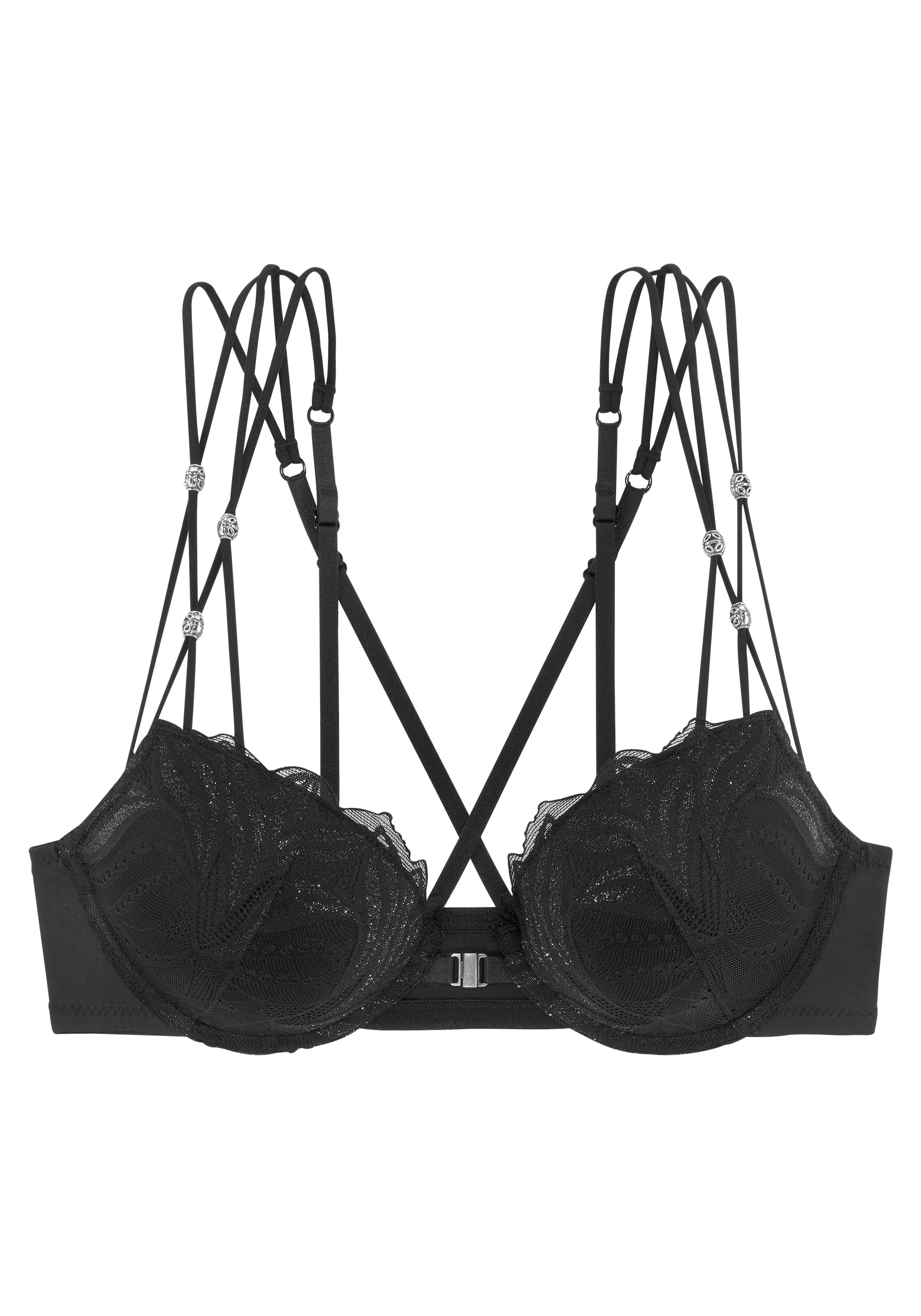 Nuance Push-up-BH, mit Trägern in Bänderoptik und Metallperlen im Antiklook, sexy Dessous