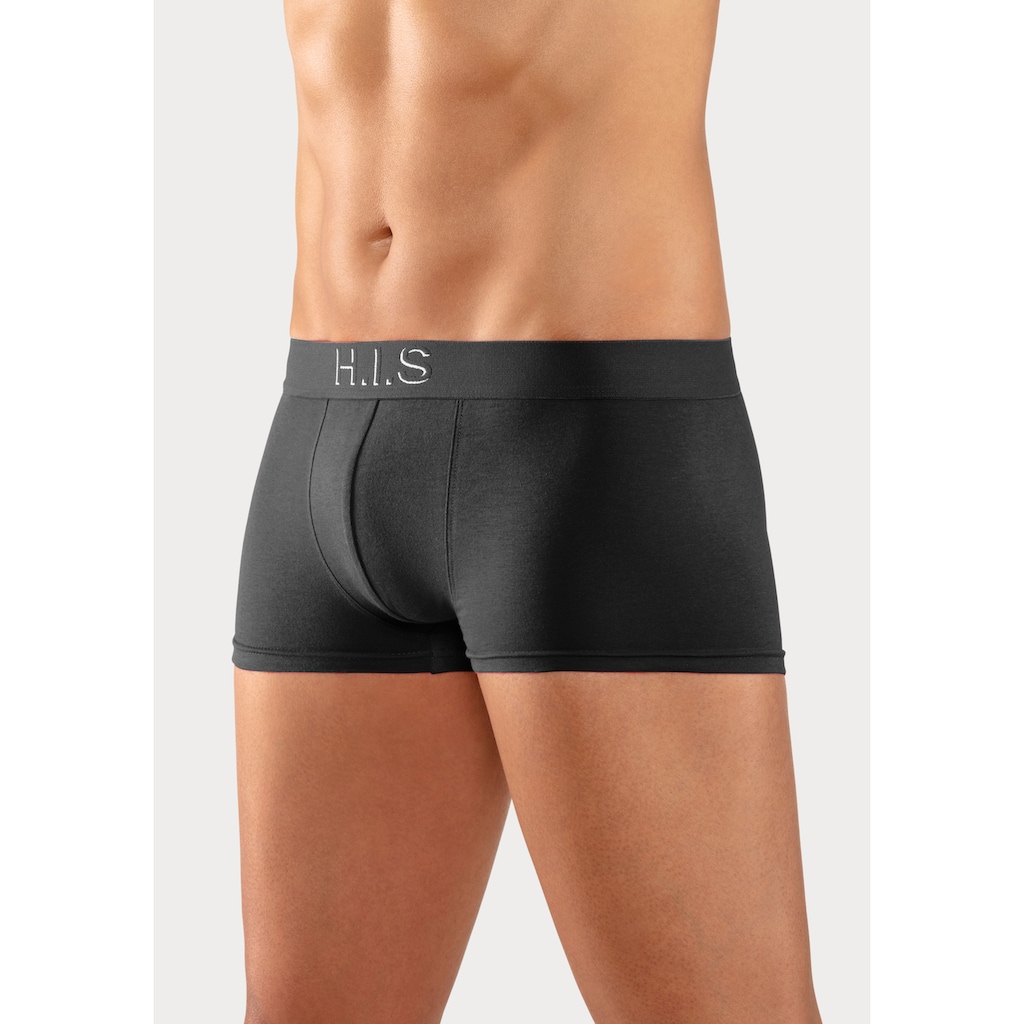 H.I.S Hipster, (Packung, 5 St.), knapp sitzende Boxershorts am Webbund mit Logoschriftzug mit 3D Effekt