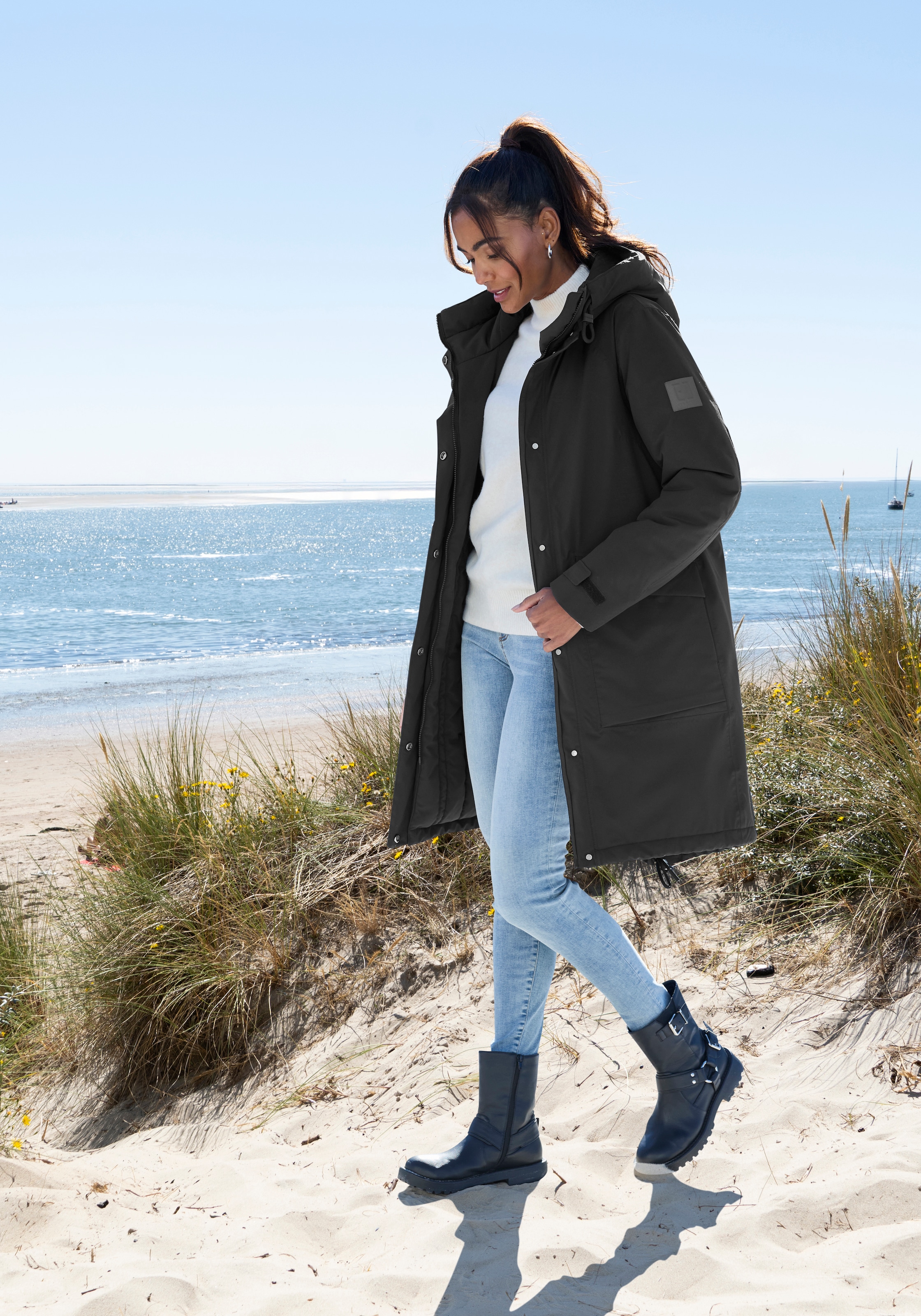 Elbsand Veste d'hiver mit Kapuze mit verstellbarer Kapuze und aufgesetzten Taschen