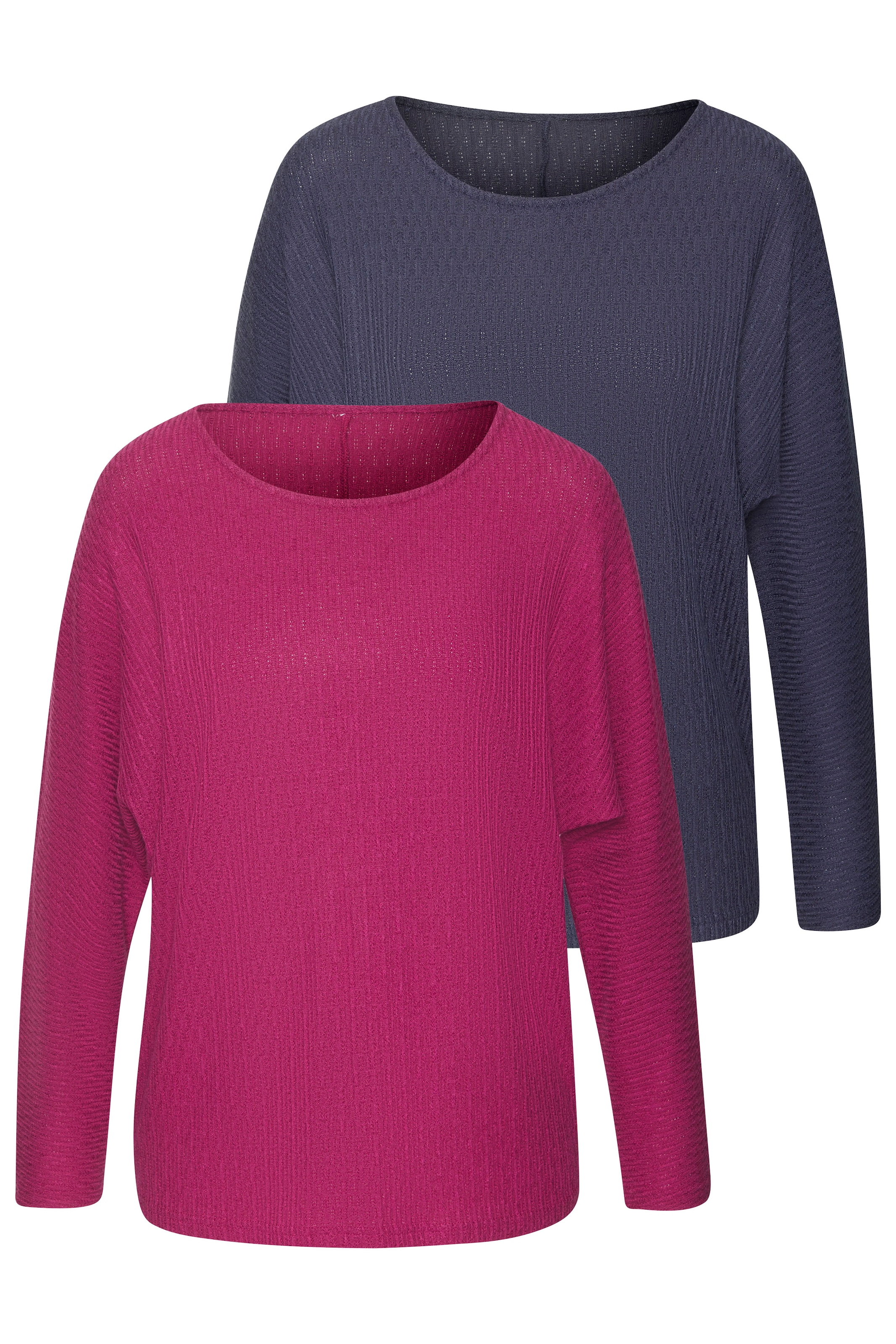 Vivance Langarmshirt »in modischer Struktur-Optik« 2er-Pack, aus pflegeleichter Strickqualität mit Viskose