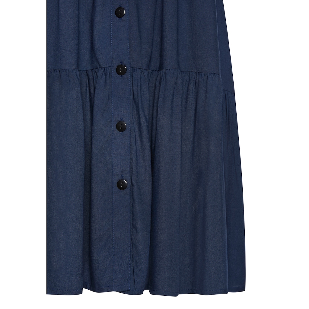 Vivance Sommerkleid, aus gewebter Viskose, Blusenkleid mit Knopfleiste und Hemdblusenkragen