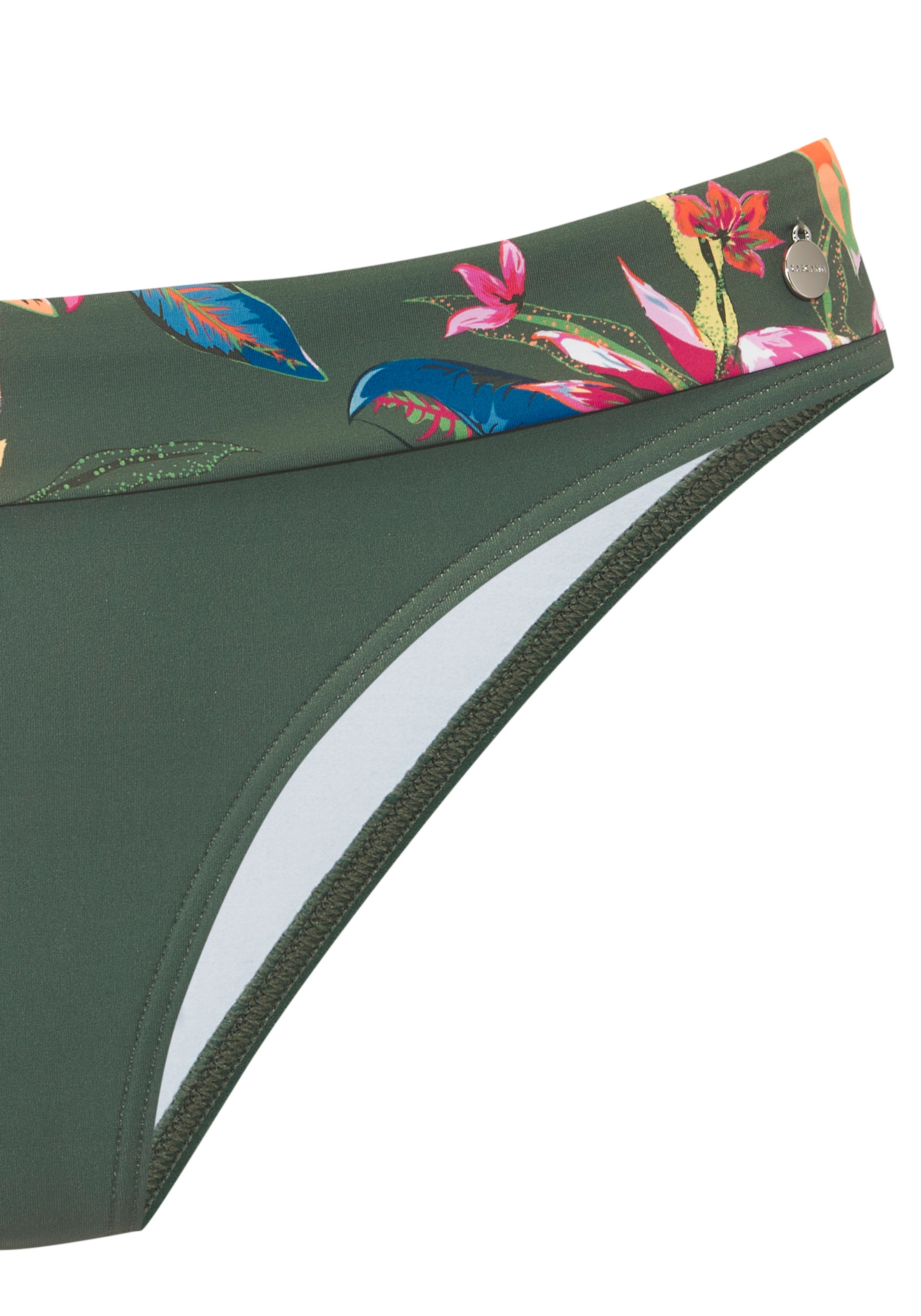 LASCANA Bikini-Hose »Malia« mit Umschlagbund mit tropischem Print