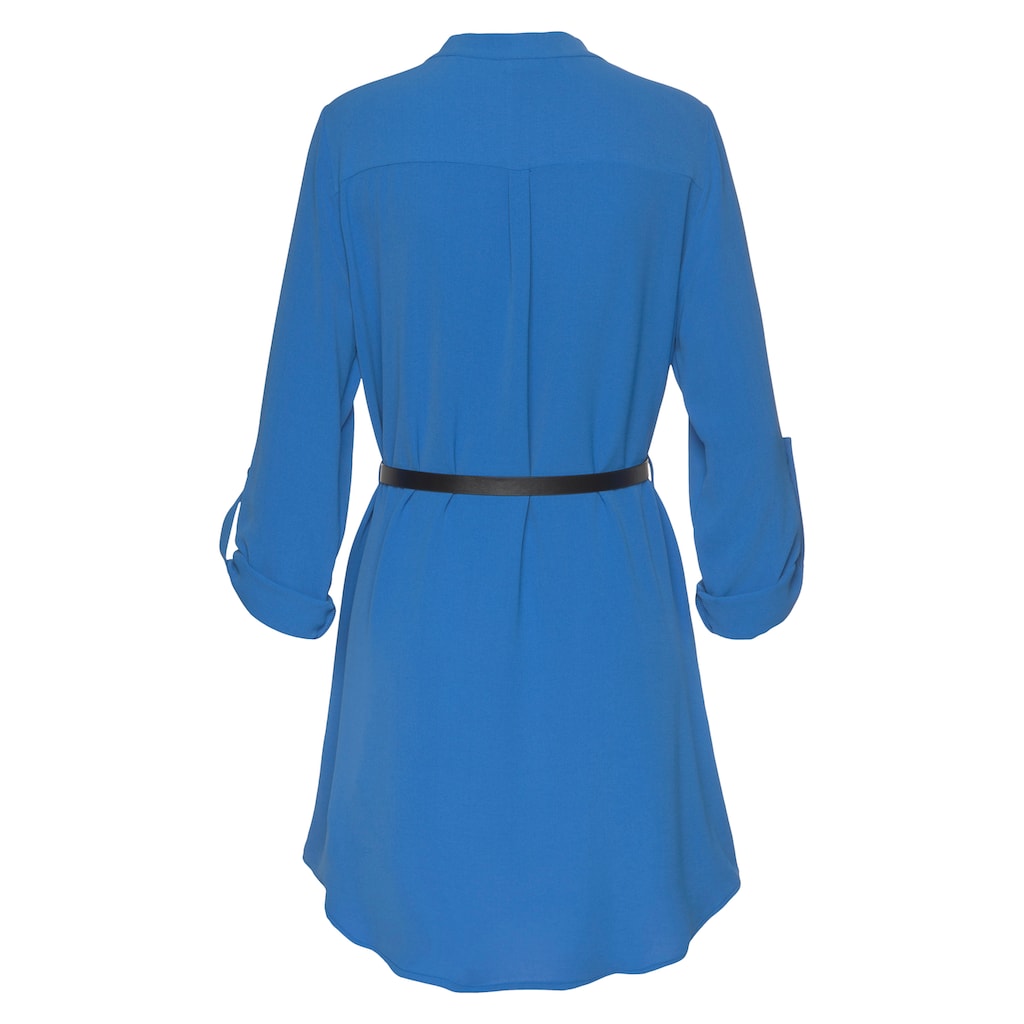 LASCANA Longbluse, (mit Gürtel in Lederoptik), aus gekreppter Ware, lockeres Blusenkleid, elegant-chic