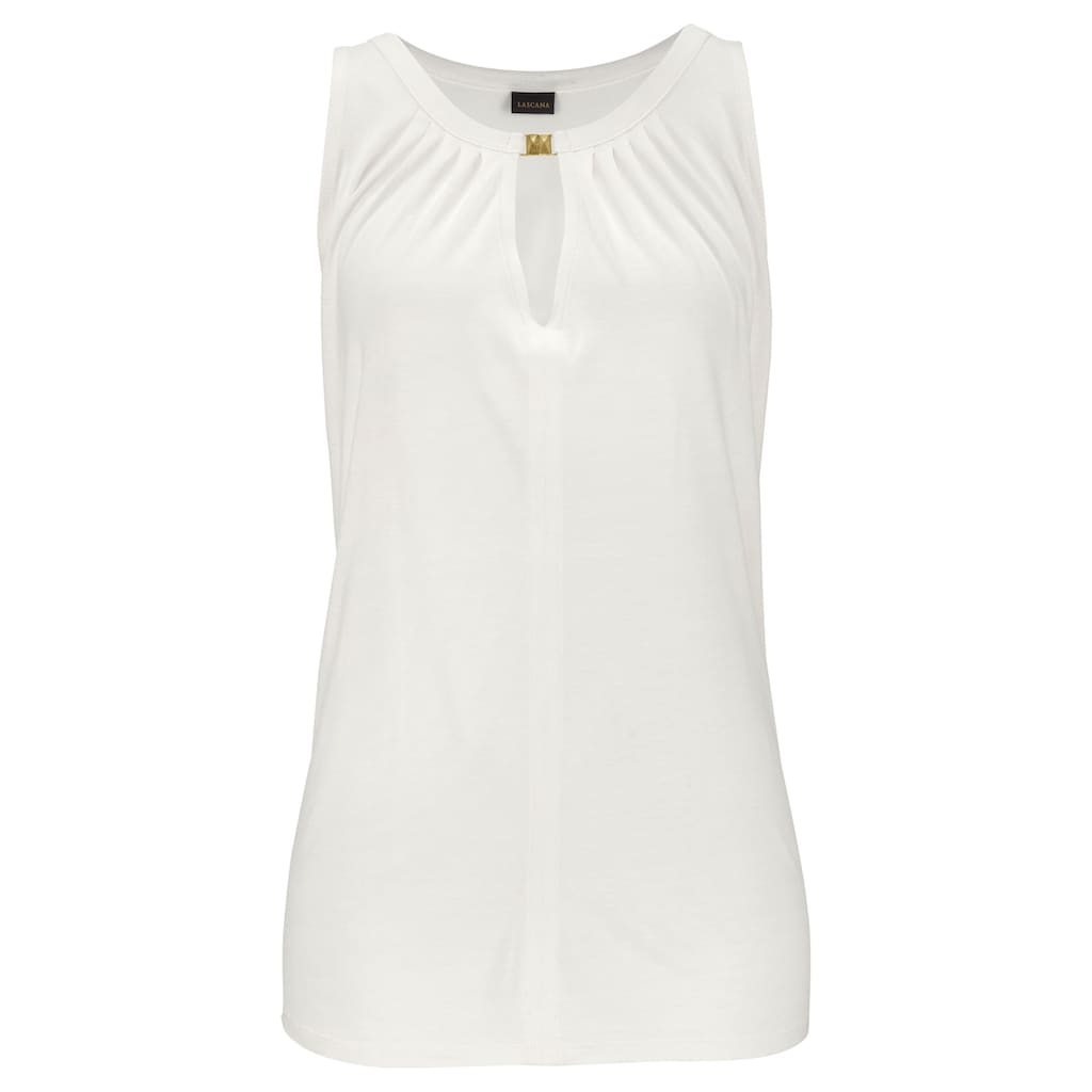 LASCANA Tanktop, mit Zieraccessoire, lässiges Blusentop, elegant