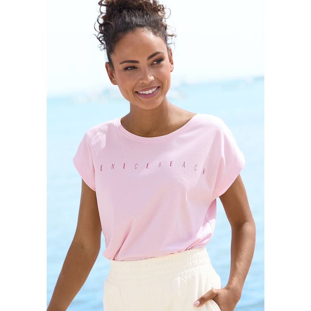 Venice Beach Kurzarmshirt, mit Frontdruck, T-Shirt aus Baumwollmischung, Basic, casual