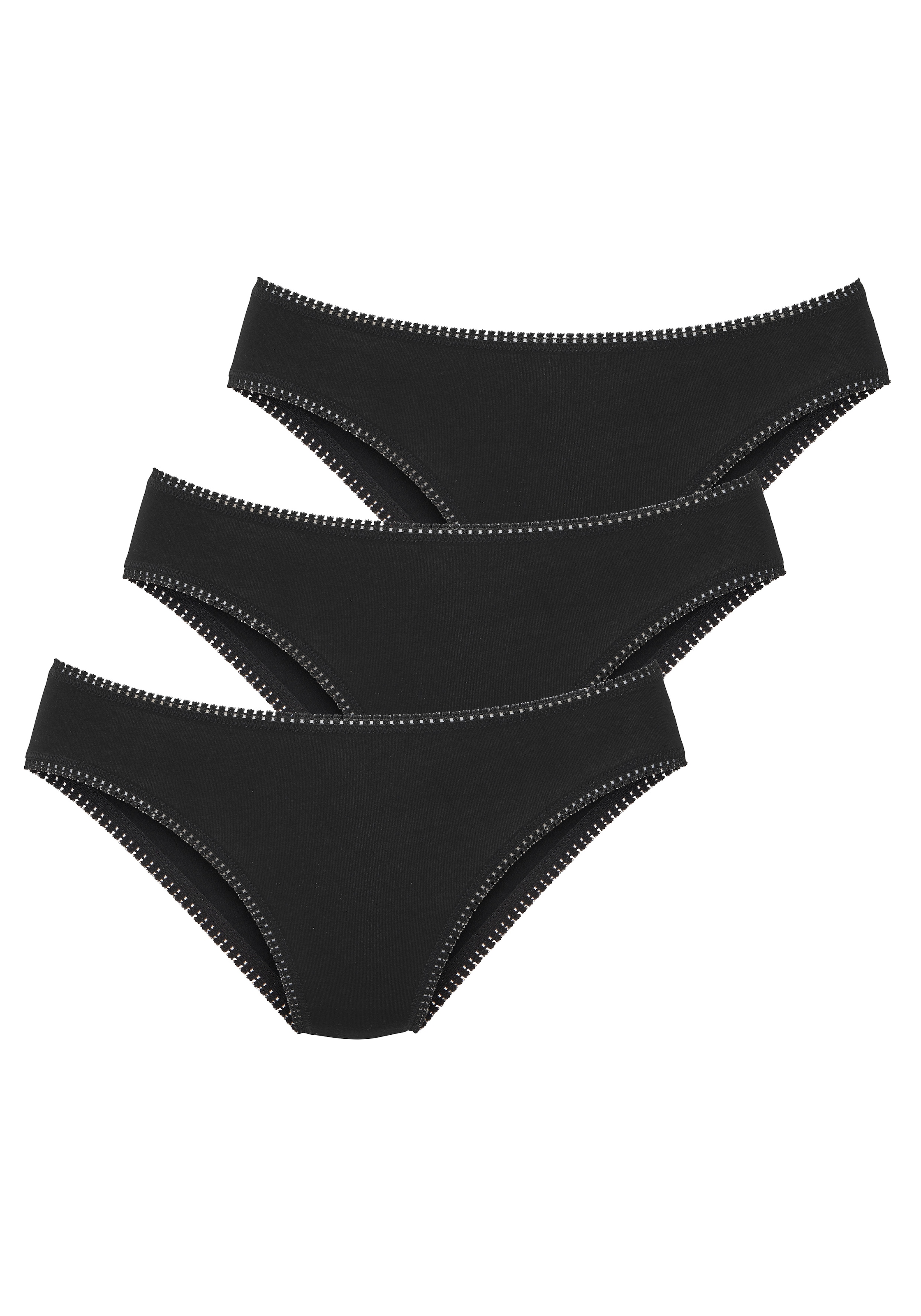 LASCANA Culottes de jazz pack de 3,  avec dentelle à l'ourlet, en jersey élastique