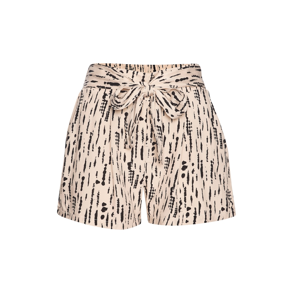 s.Oliver Webshorts, mit Alloverdruck und Bindegürtel, kurze Hose, lockere Passform