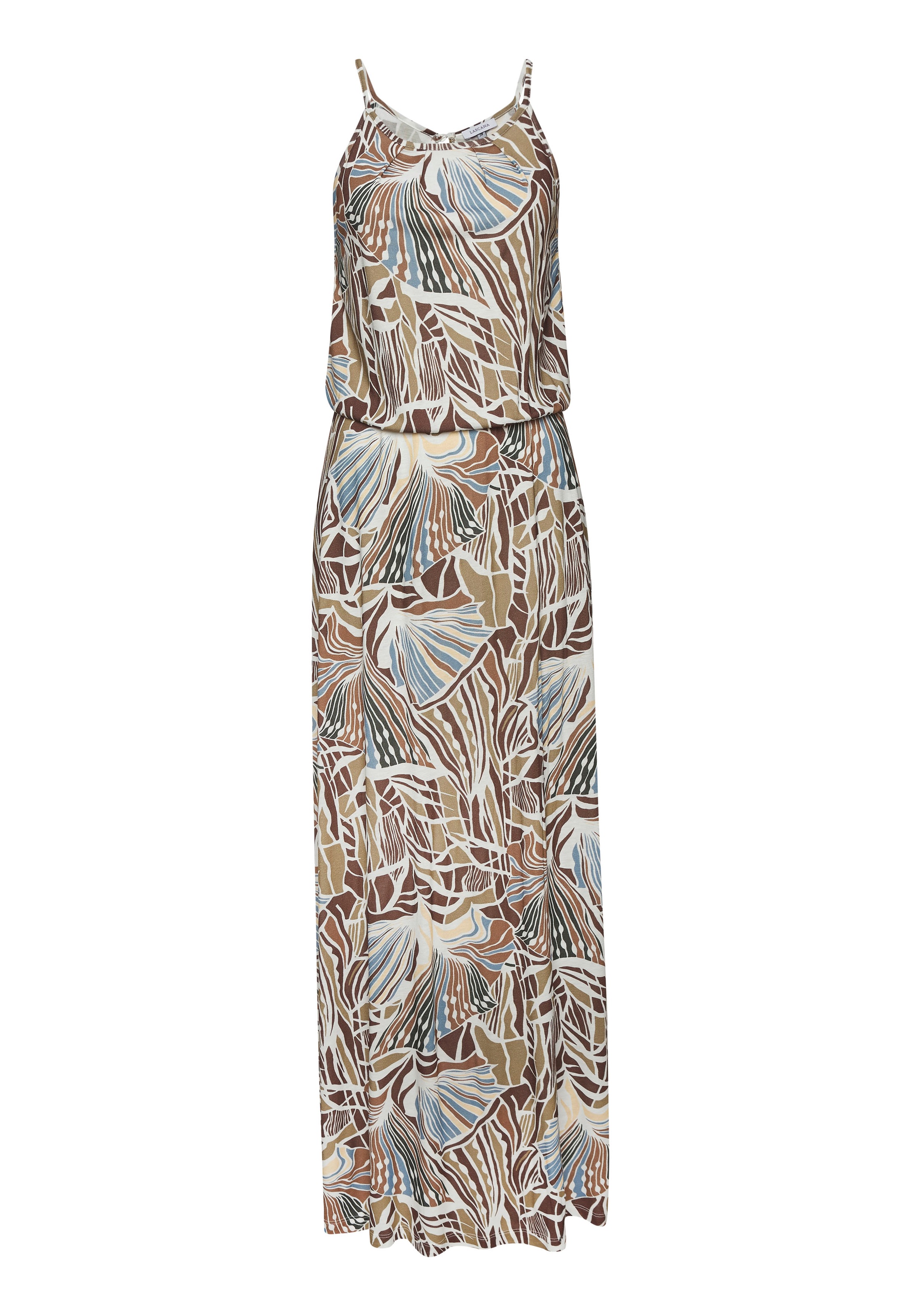 LASCANA Maxikleid "mit Schlitz und Knopfleiste im Rücken, mit Alloverprint" leichtes Sommerkleid, fliessendes Strandkleid, Jerseykleid, Druckkleid