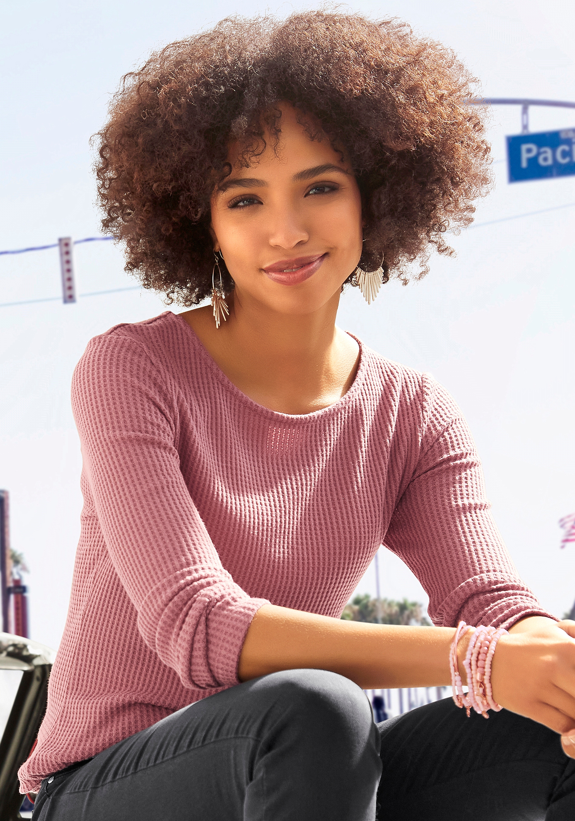 LASCANA Langarmshirt »in modischer Piqué-Optik«, (2er-Pack), aus pflegeleichter Qualität mit Viskose