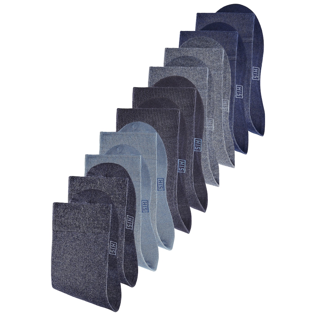 H.I.S Freizeitsocken, (Packung, 10 Paar), mit weichen Rippbündchen