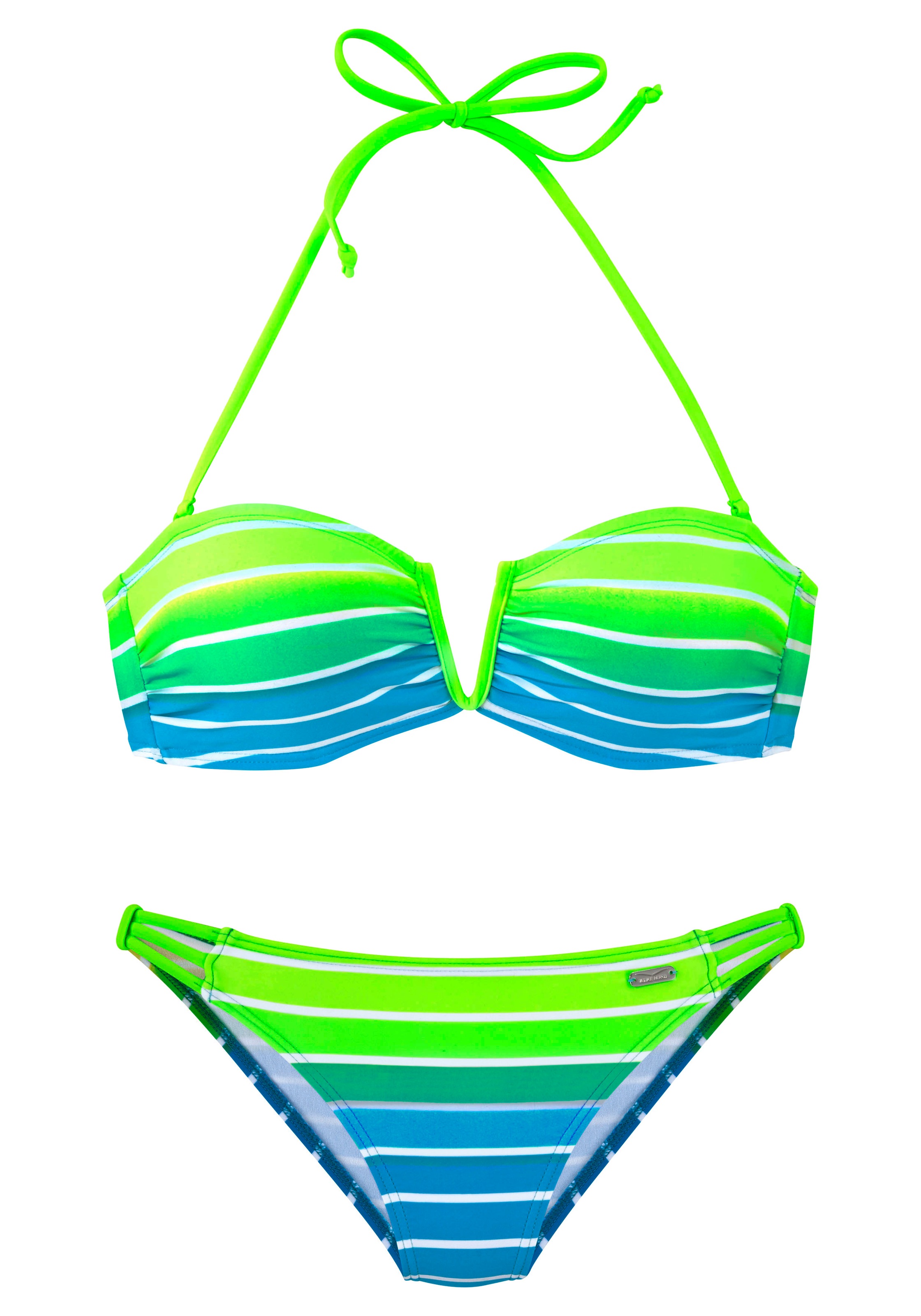 Venice Beach Bandeau-Bikini mit herausnehmbaren Cups, abnehmbare Träger, mit seitlichen Stäbchen