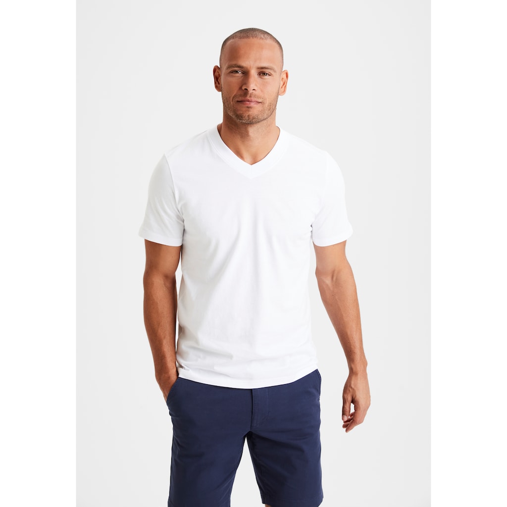 KangaROOS T-Shirt »Regular Fit,«, (2er-Pack), Freizeitshirt mit Kurzarm, V-Ausschnitt aus reine Baumwolle