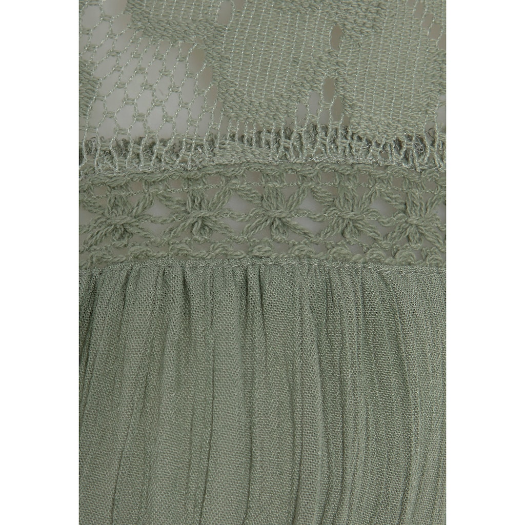 Buffalo Crepebluse, mit Spitzeneinsatz, Blusentop, Boho-Style