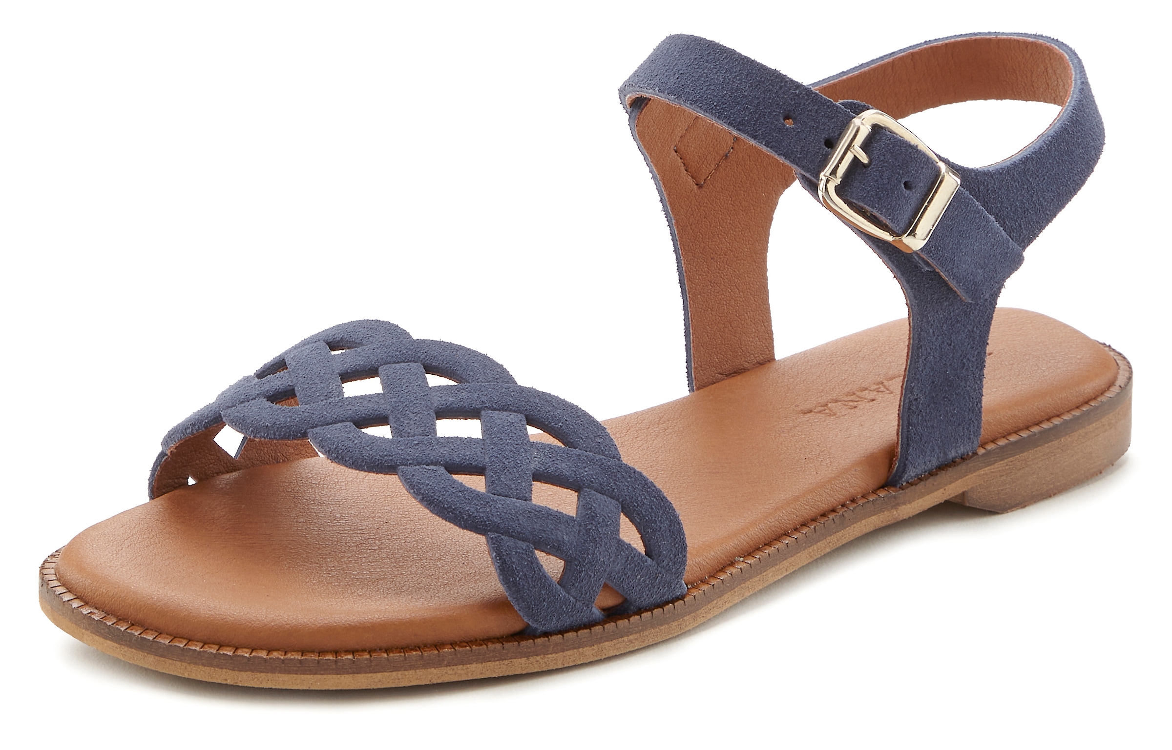 LASCANA Sandale »Sommerschuh«, Sandalette, Sommerschuh aus Leder mit Cut-Outs und weicher Innensohle