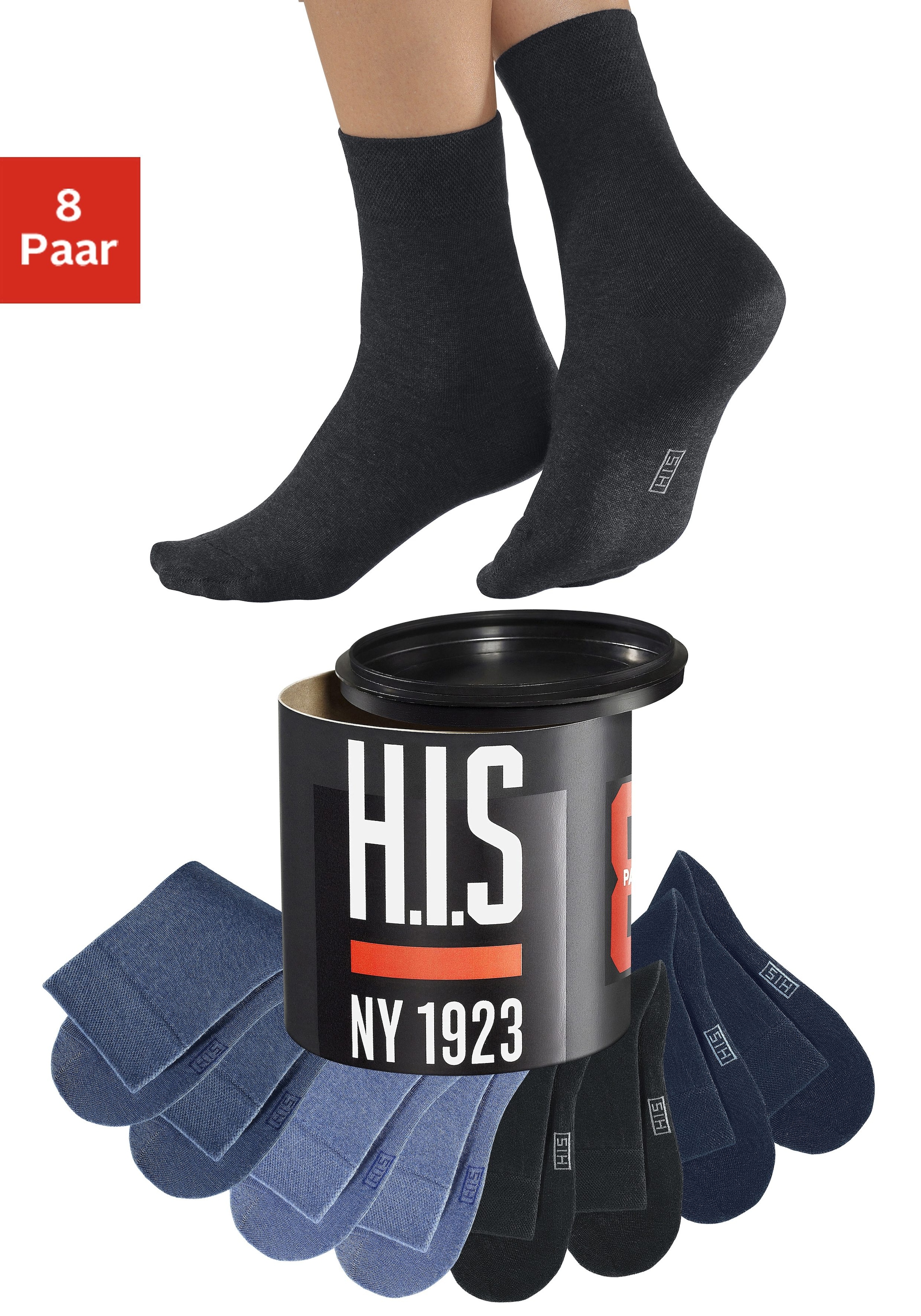 H.I.S Socken Dose, 8 Stk. tlg. in der Geschenkdose