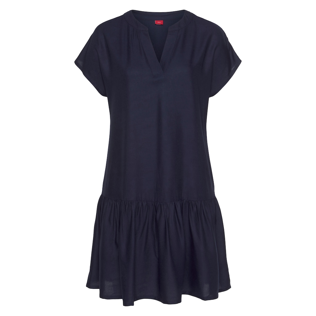 s.Oliver Blusenkleid, mit Volant am Rock, Tunikakleid, Sommerkleid, Basic