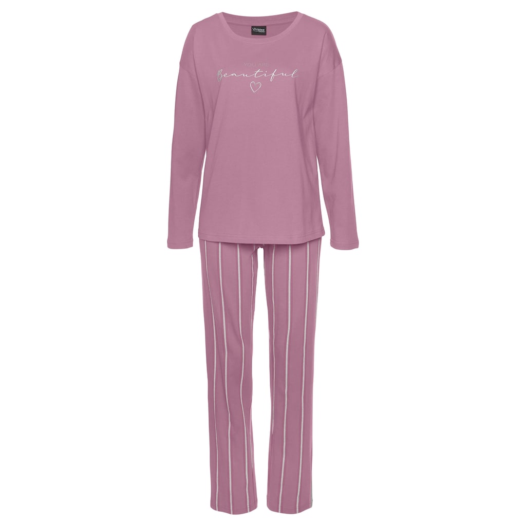 Vivance Dreams Pyjama, (2 tlg.), mit Frontdruck