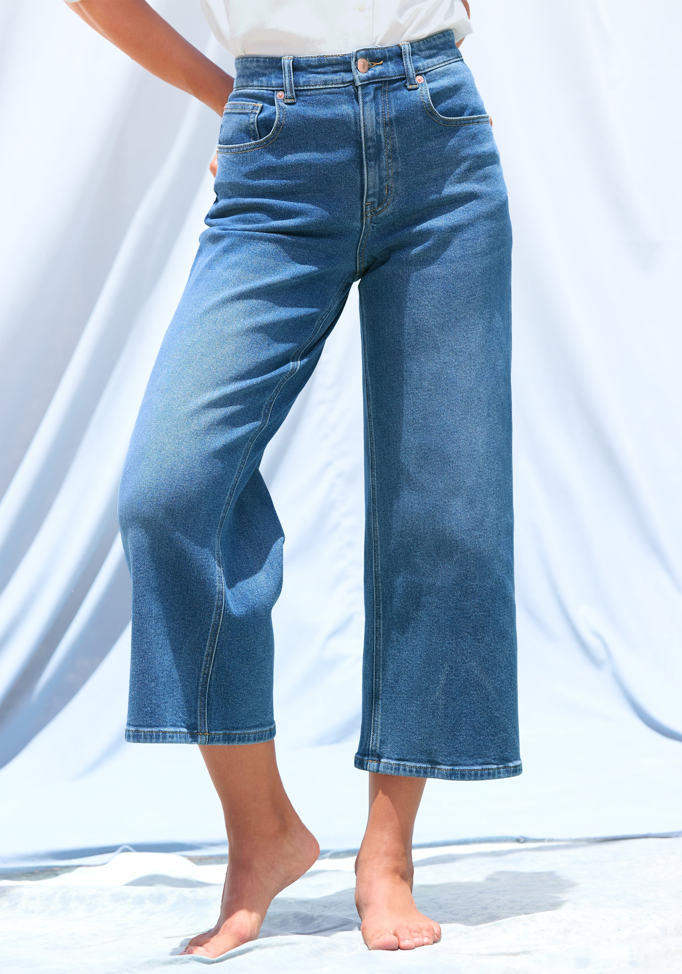 LASCANA Jeans 7/8 aus Baumwoll-Denim, Straight-Leg