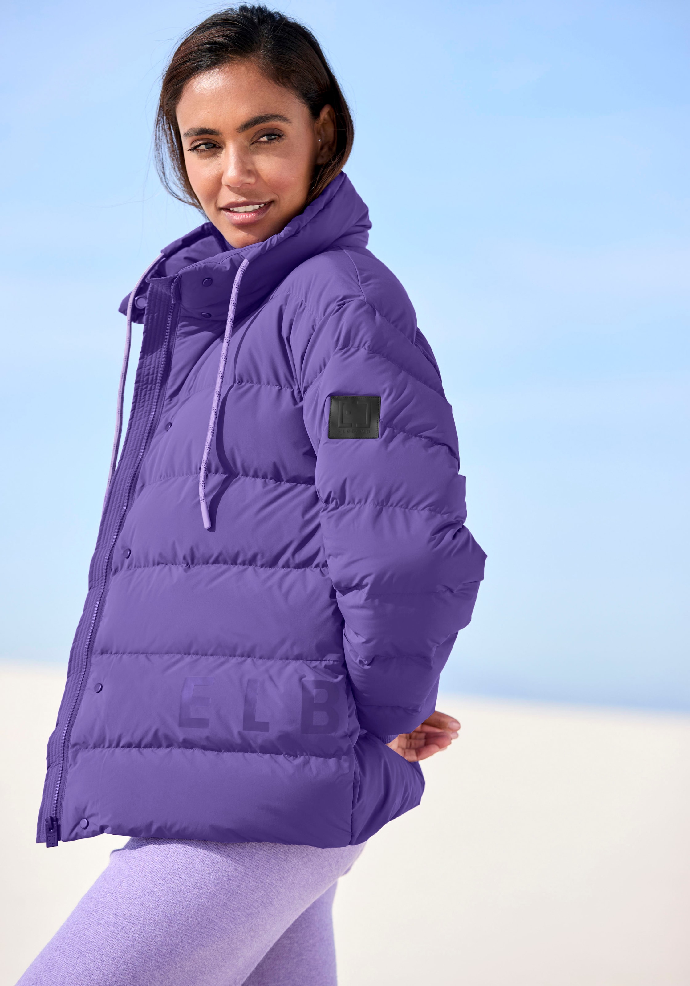 Elbsand Steppjacke, ohne Kapuze, mit hochschliessendem Kragen