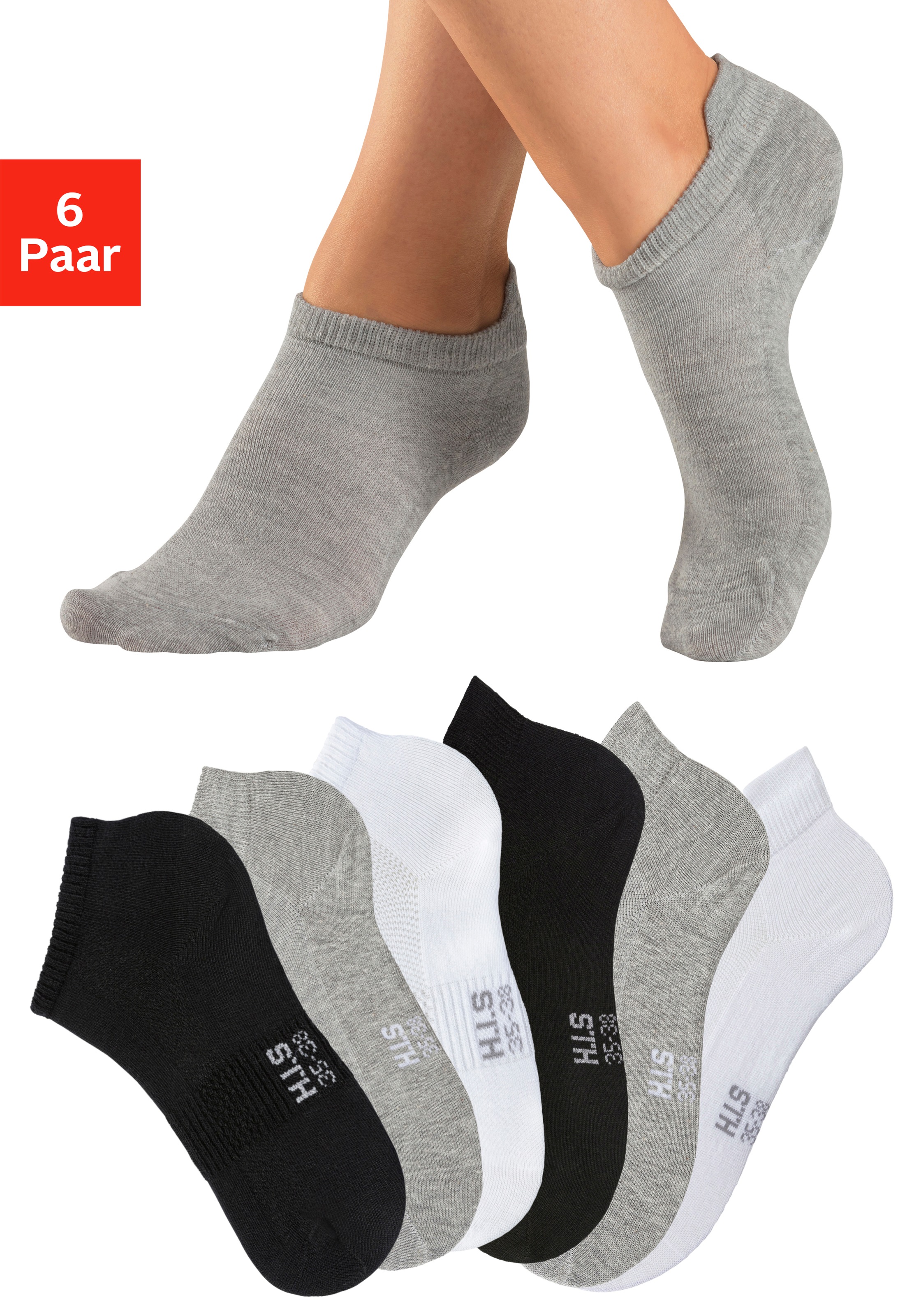 H.I.S Sportsocken Packung, 6 Paar tlg. Kurzsocken und Sneakersocken in einem Pack