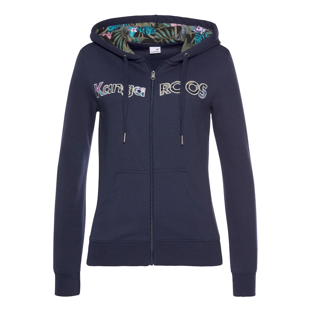 KangaROOS Kapuzensweatjacke, mit aufwendiger KangaROOS Stickerei, Loungeanzug