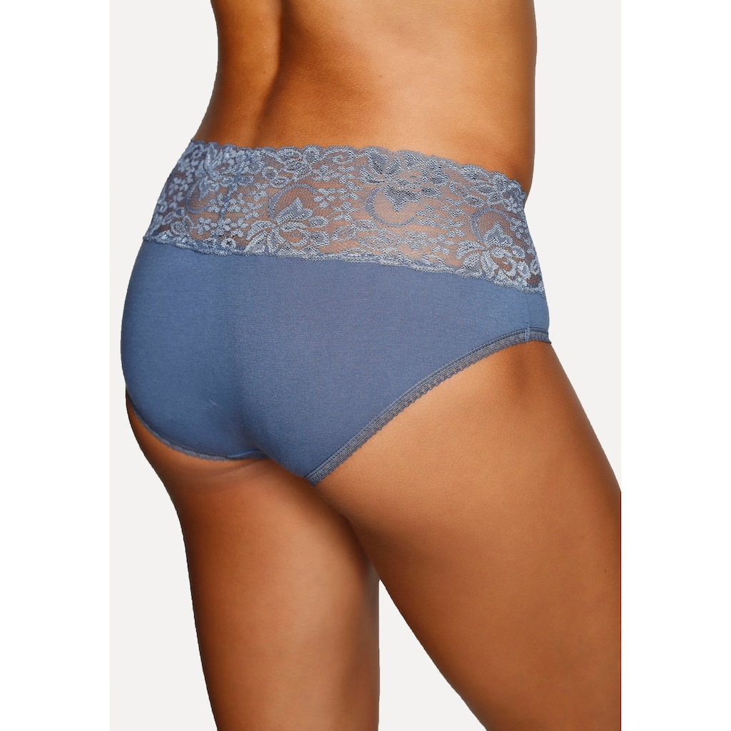Vivance Slip, (3er-Pack), aus elastischer Baumwolle mit floraler Spitze