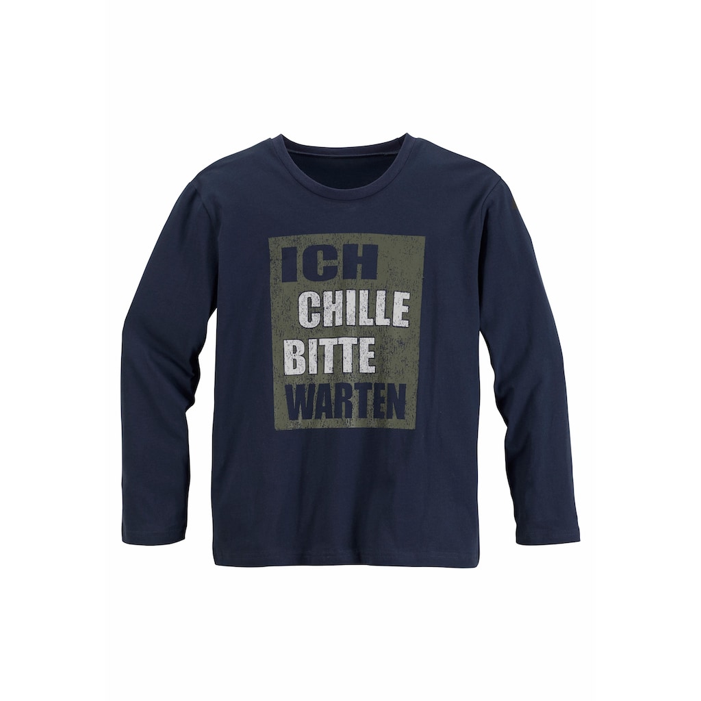 AUTHENTIC LE JOGGER Pyjama, (2 tlg., 1 Stück), Schlafanzug mit Spruch "Ich chille bitte warten"