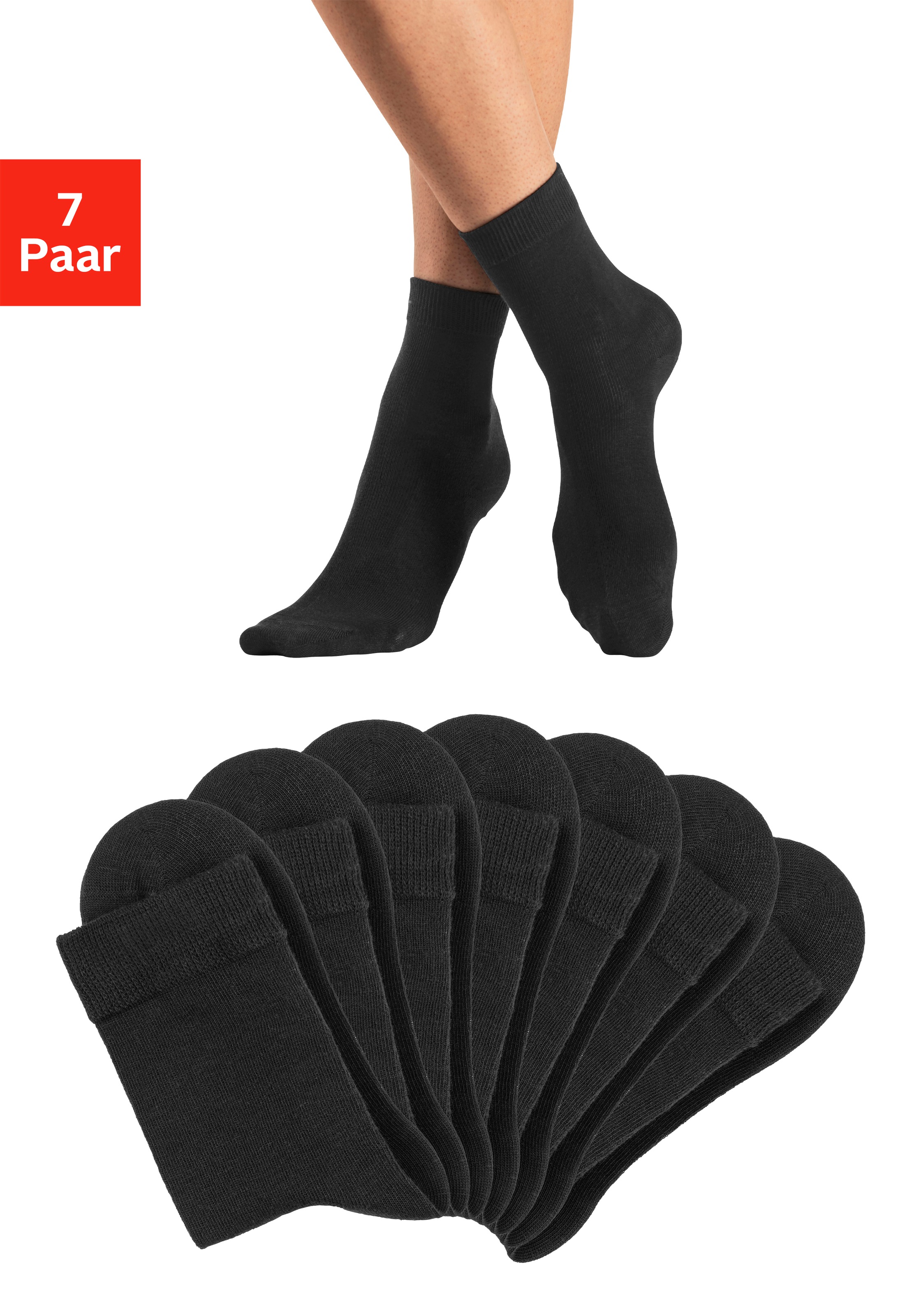 LASCANA Basicsocken Packung, 7 Stk. tlg. in bunten Melange-Farben