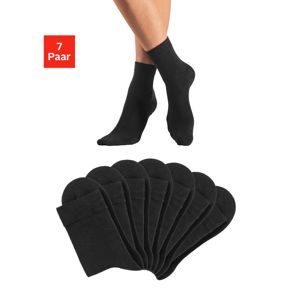 LASCANA Basicsocken, (Packung, 7 Paar), in bunten Melange-Farben
