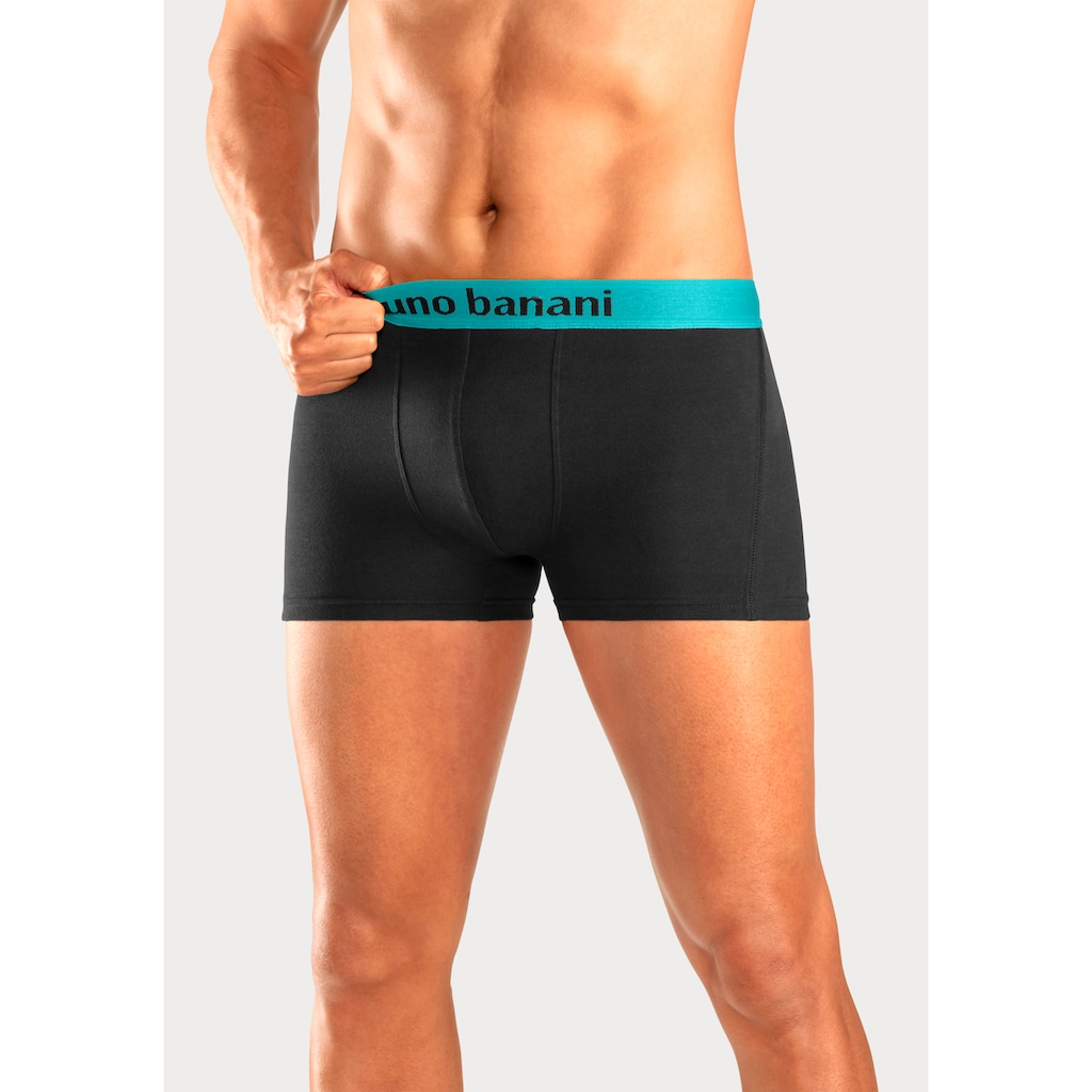 Bruno Banani Boxer »Boxershorts für Herren«, (Packung, 4 St.), mit farbigen Marken-Schriftzug am Bündchen