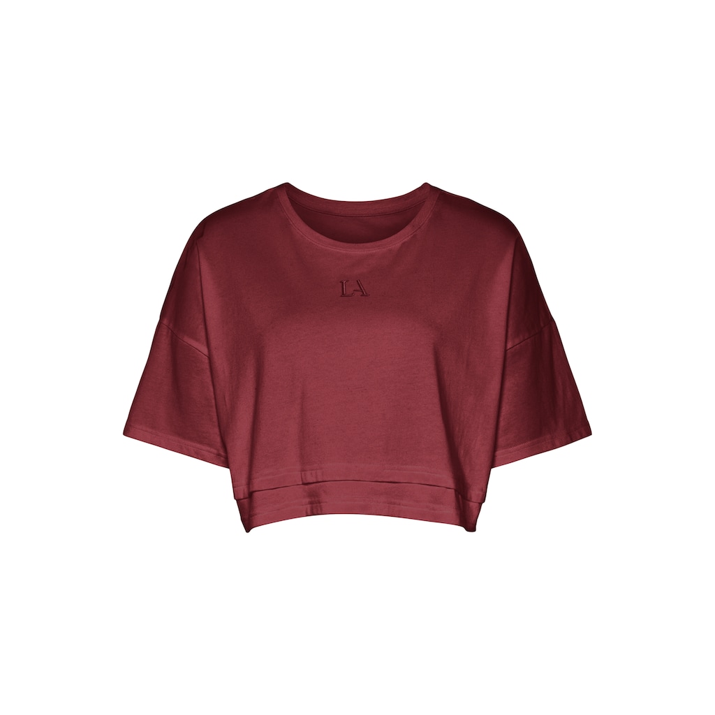 LASCANA Kurzarmshirt, mit kastigem Schnitt und Lagen-Look