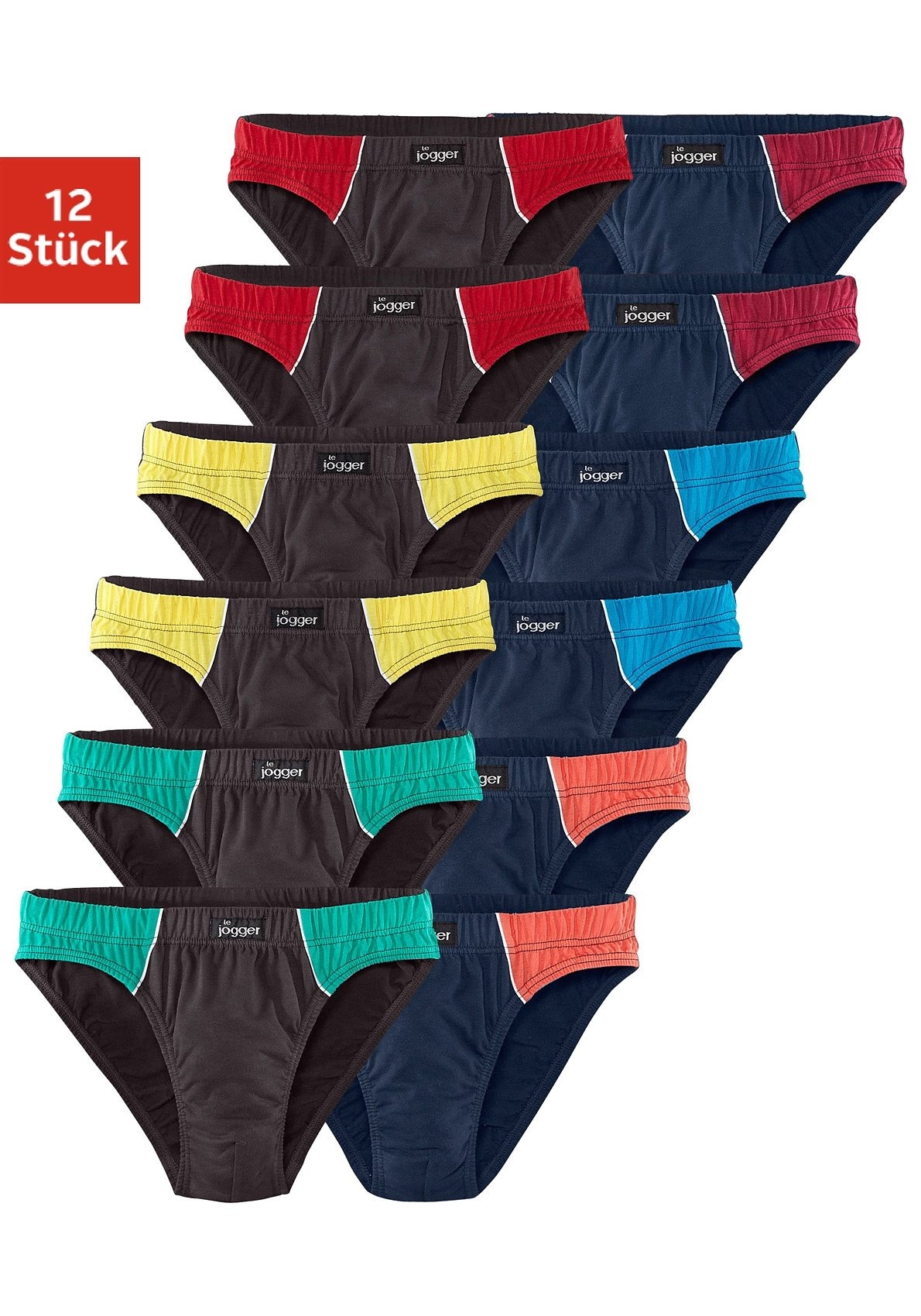 le jogger® Slip Packung, 12 Stk. mit Farbhighlights