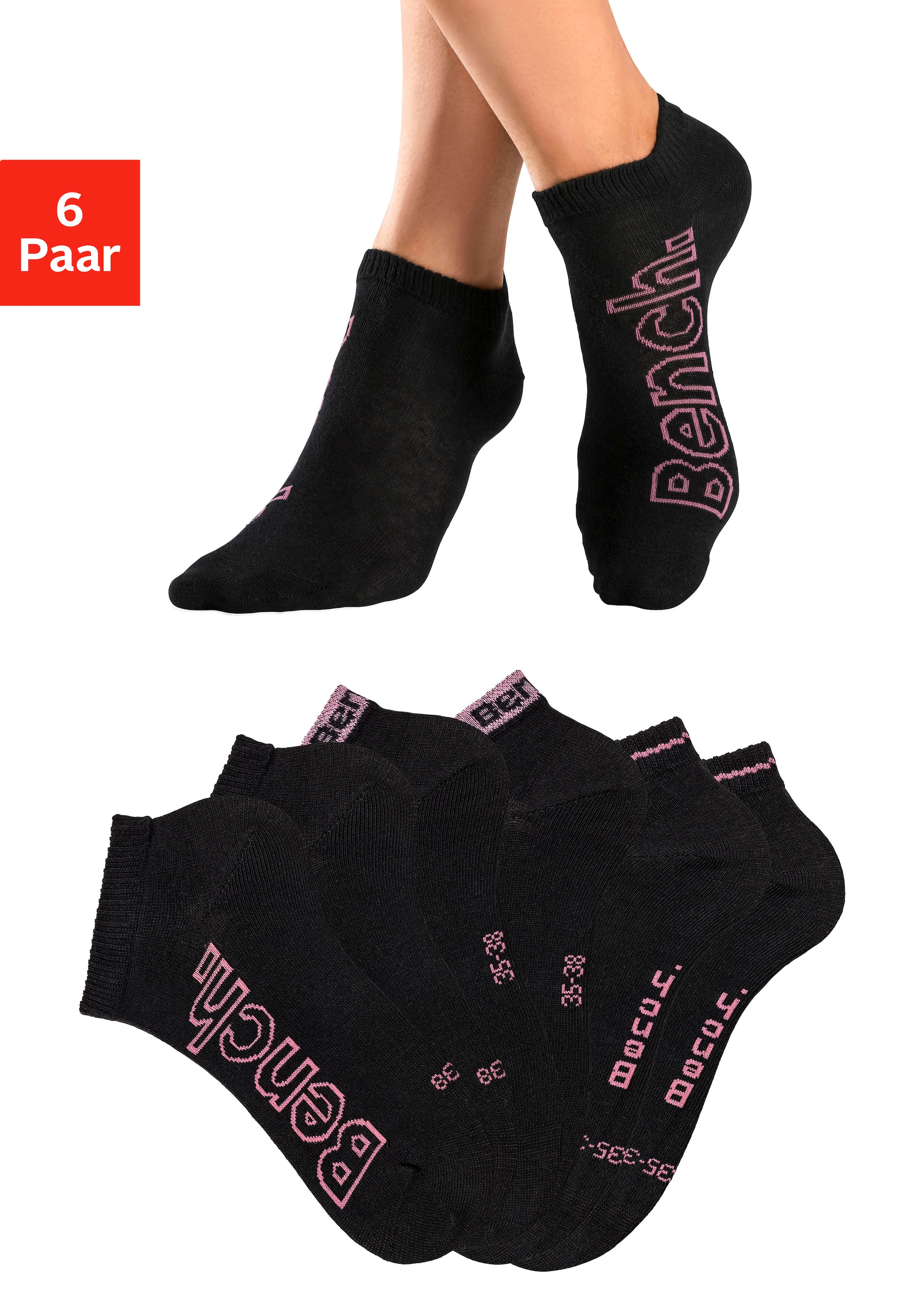 Bench. Sneakersocken Packung, 6 Paar tlg. mit unterschiedlichen Designs