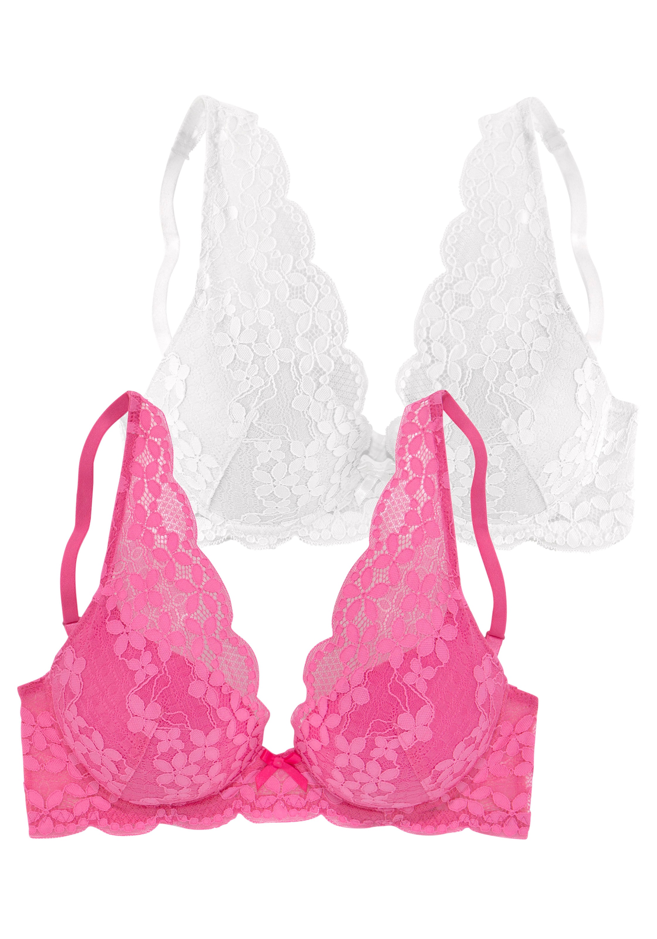 petite fleur Push-up-BH Packung, 2 Stück, in High Apex Schnittform, Dessous