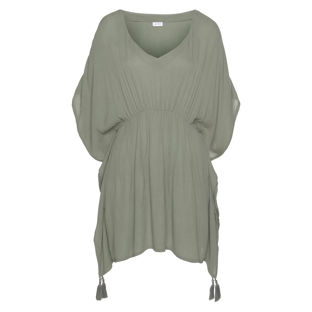 LASCANA Tunika, aus gekreppter Viskose, Blusenkleid, Strandmode, transparent