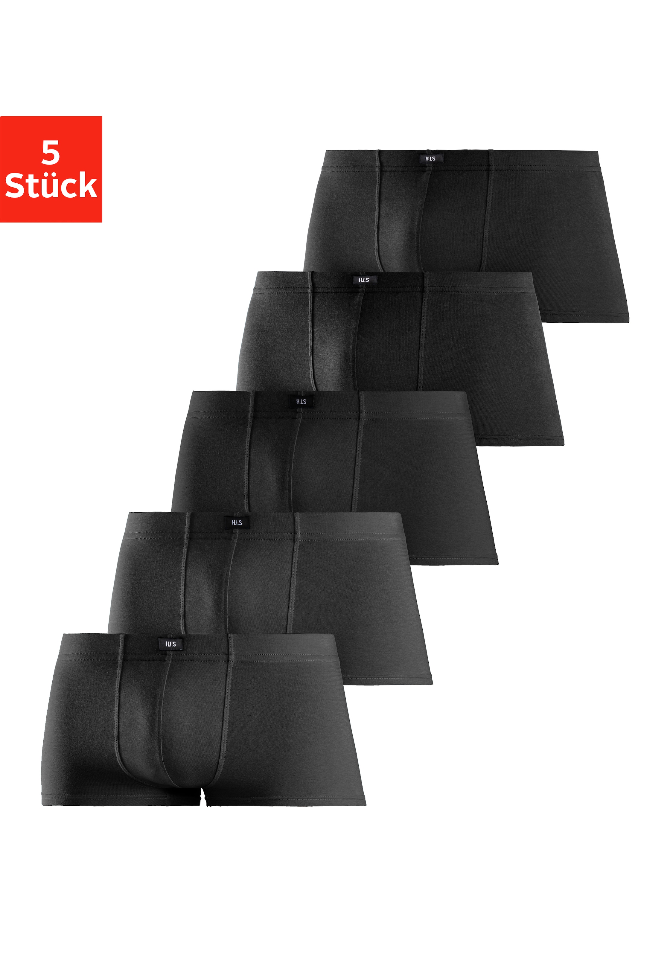 H.I.S Hipster Packung, 5 Stk. knapp sitzende Boxershorts aus Baumwollstretch