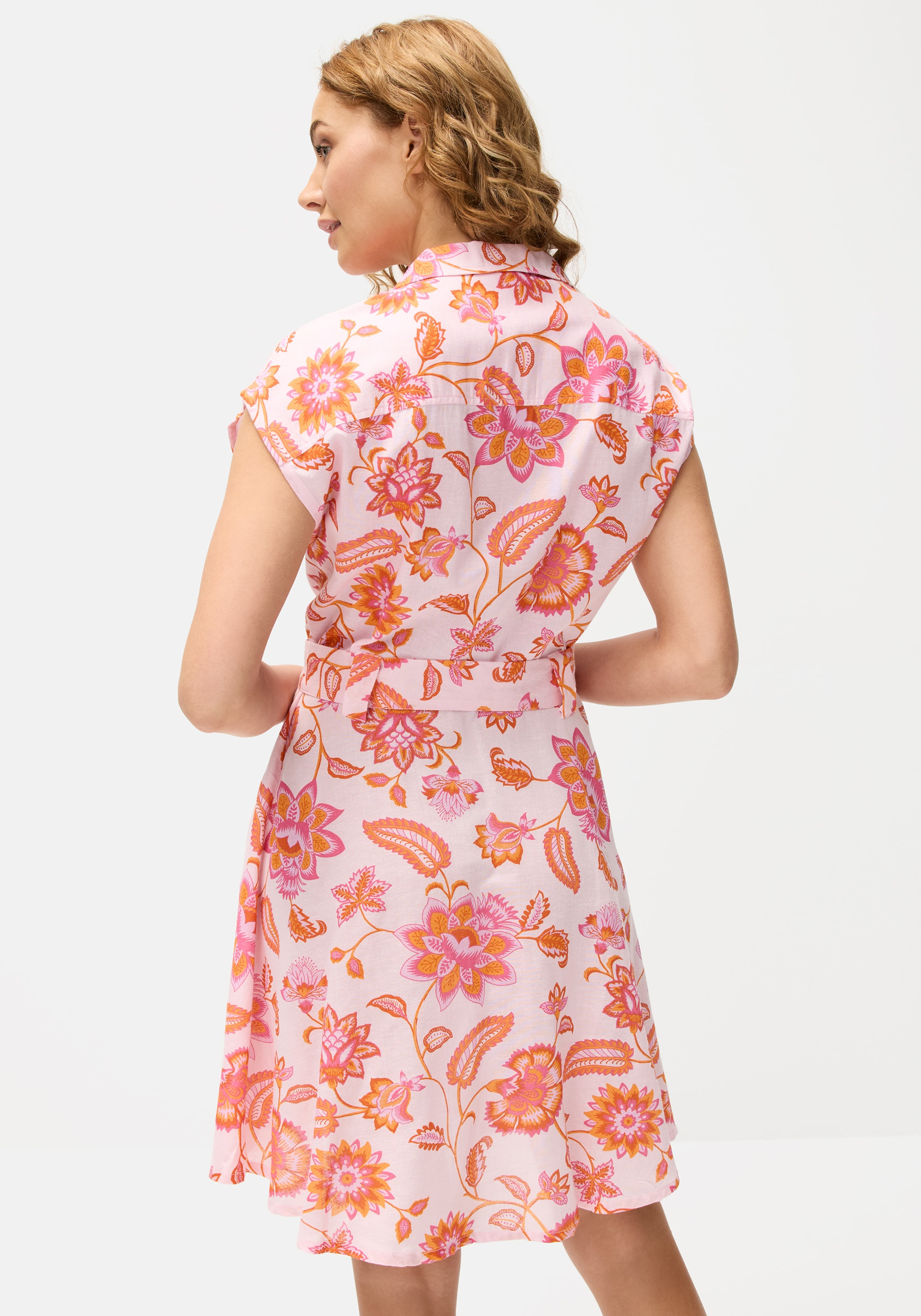 LASCANA Hemdblusenkleid aus Leinenmix, mit Reverskragen, Alloverprint