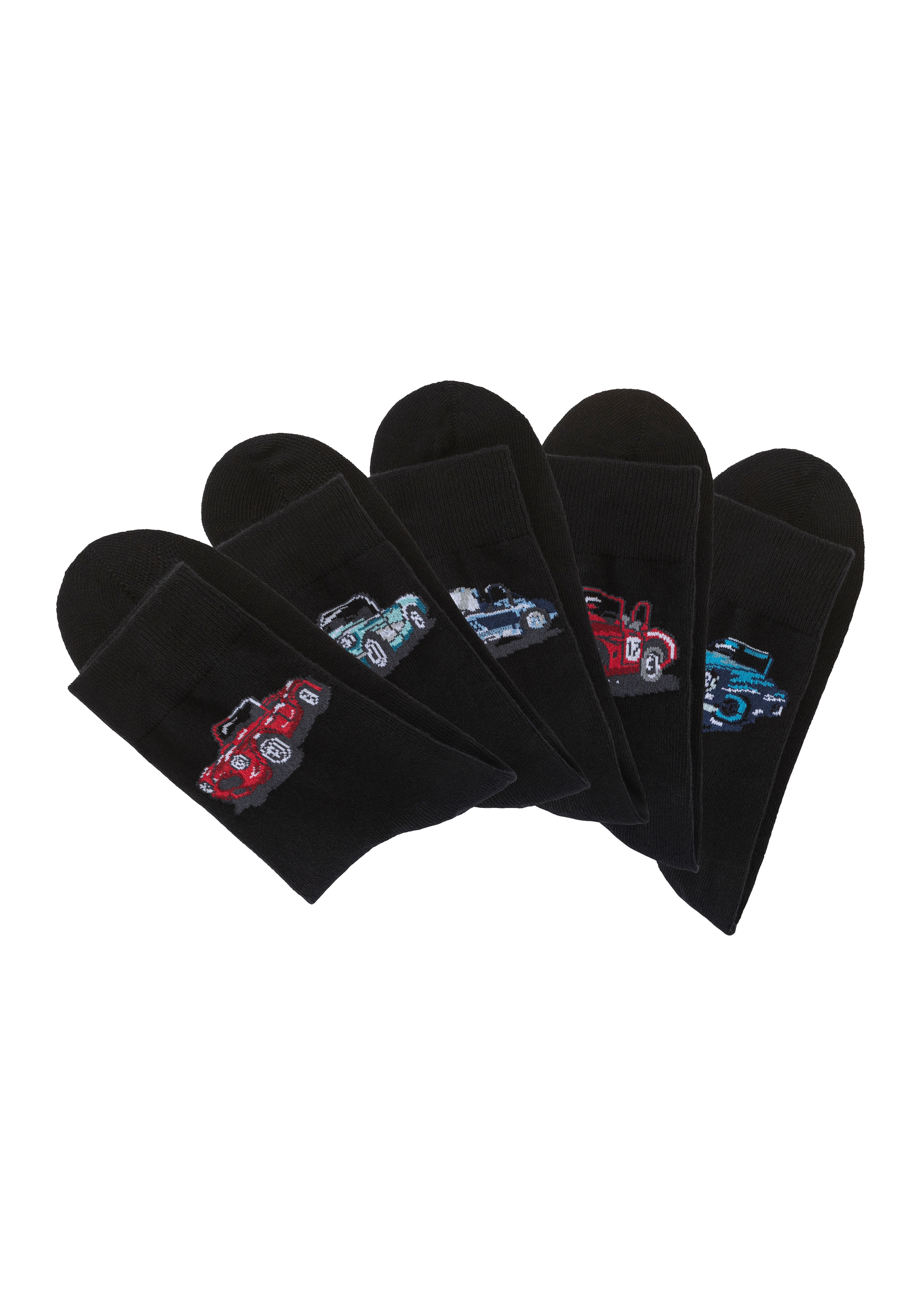 H.I.S Freizeitsocken »Damen und Herrensocken Motivsocken« Packung, 5 Paar tlg. mit eingestrickten Automobil Motiven