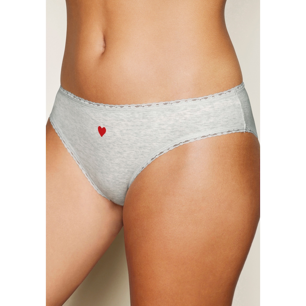 LASCANA Jazz-Pants Slips, (5er-Pack), mit süssen Herzchen-Prints und aus elastischer Baumwoll-Qualität