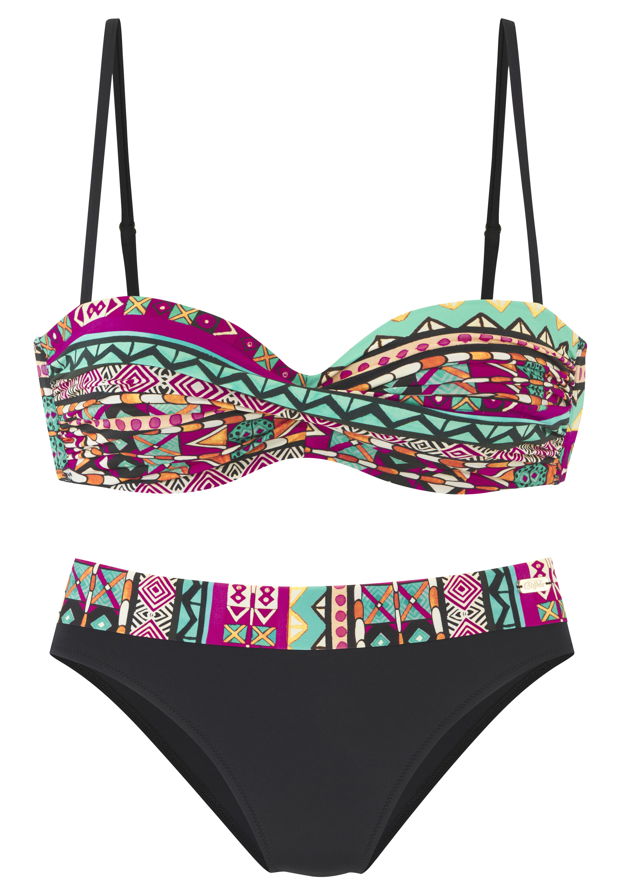 Thumbnail - Buffalo Bügel-Bandeau-Bikini, mit farbenfrohen Design