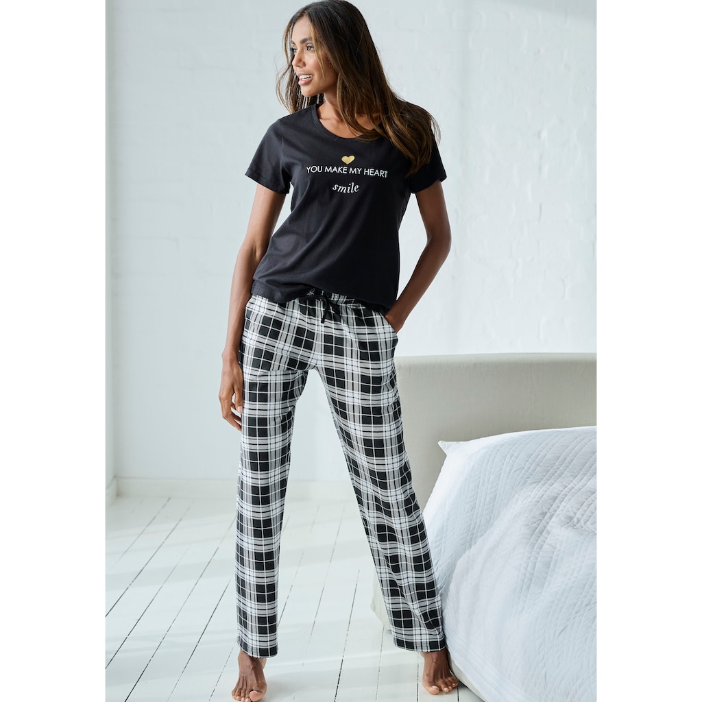 Vivance Dreams Pyjamahose, mit Schwarz-Weiss-Druck