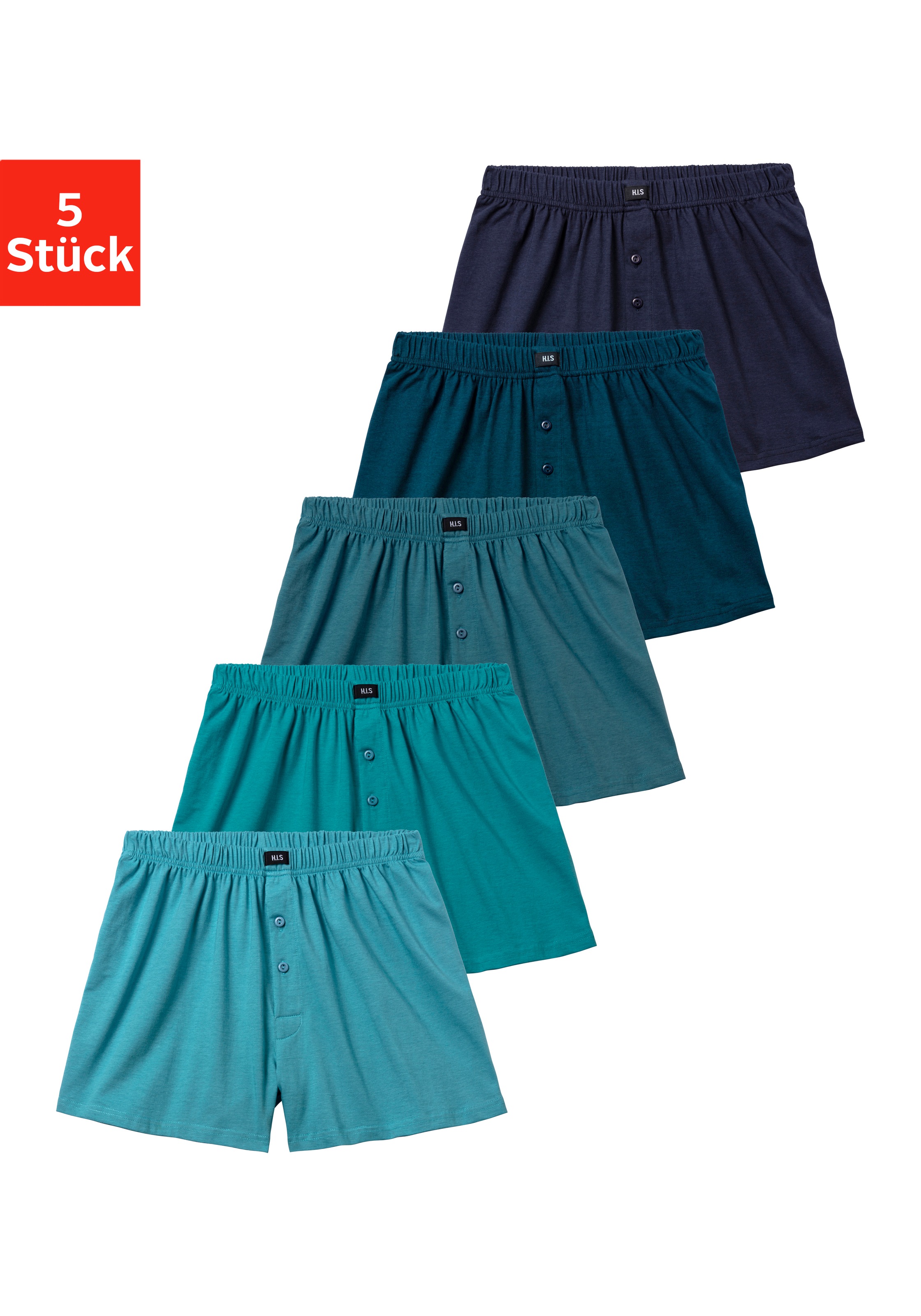 H.I.S Weiter Boxer »Herren Boxer« Packung, 5 Stk. weite Passform, Komfortbund, aus Baumwoll-Stretch
