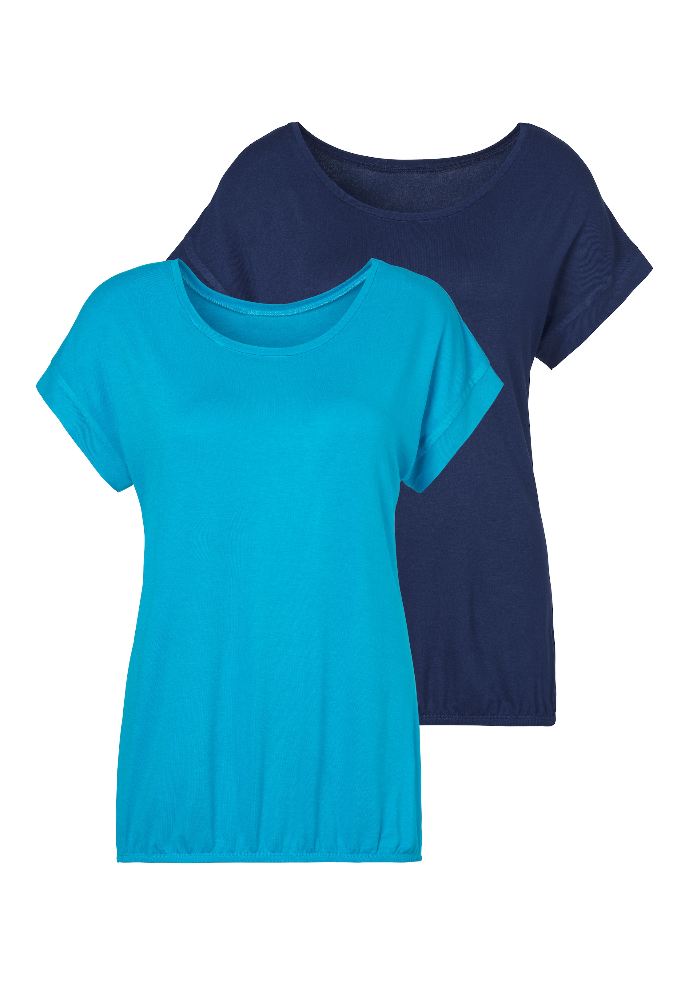 Vivance Kurzarmshirt »mit Gummizug im Bund« 2er-Pack, aus weichem Viskose-Stretch