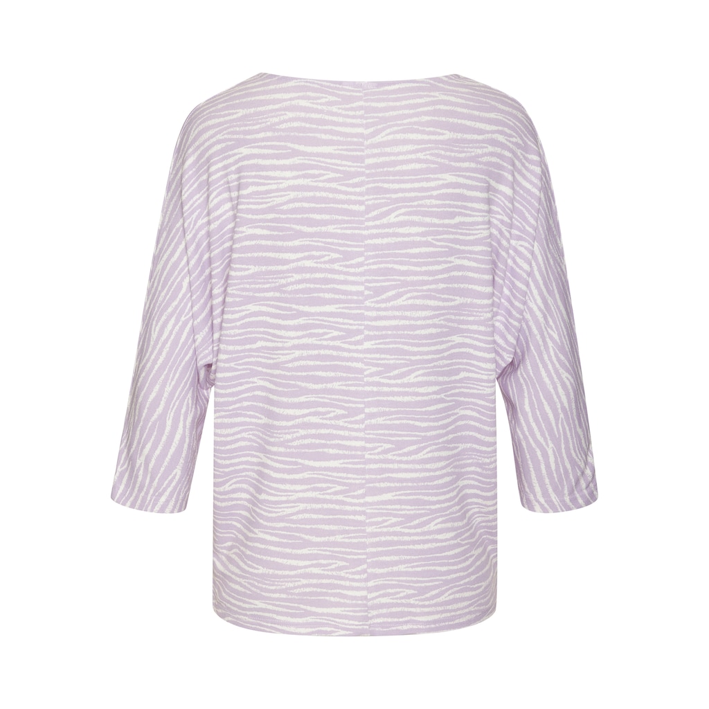 LASCANA 3/4-Arm-Shirt »mit modischem Zebra-Muster«, aus weichem Viskose-Strick
