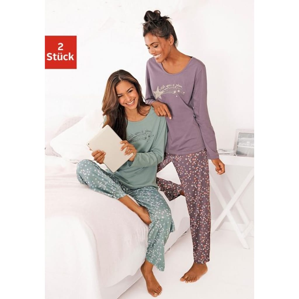 Vivance Dreams Pyjama, (4 tlg., 2 Stück), mit Sternenprint