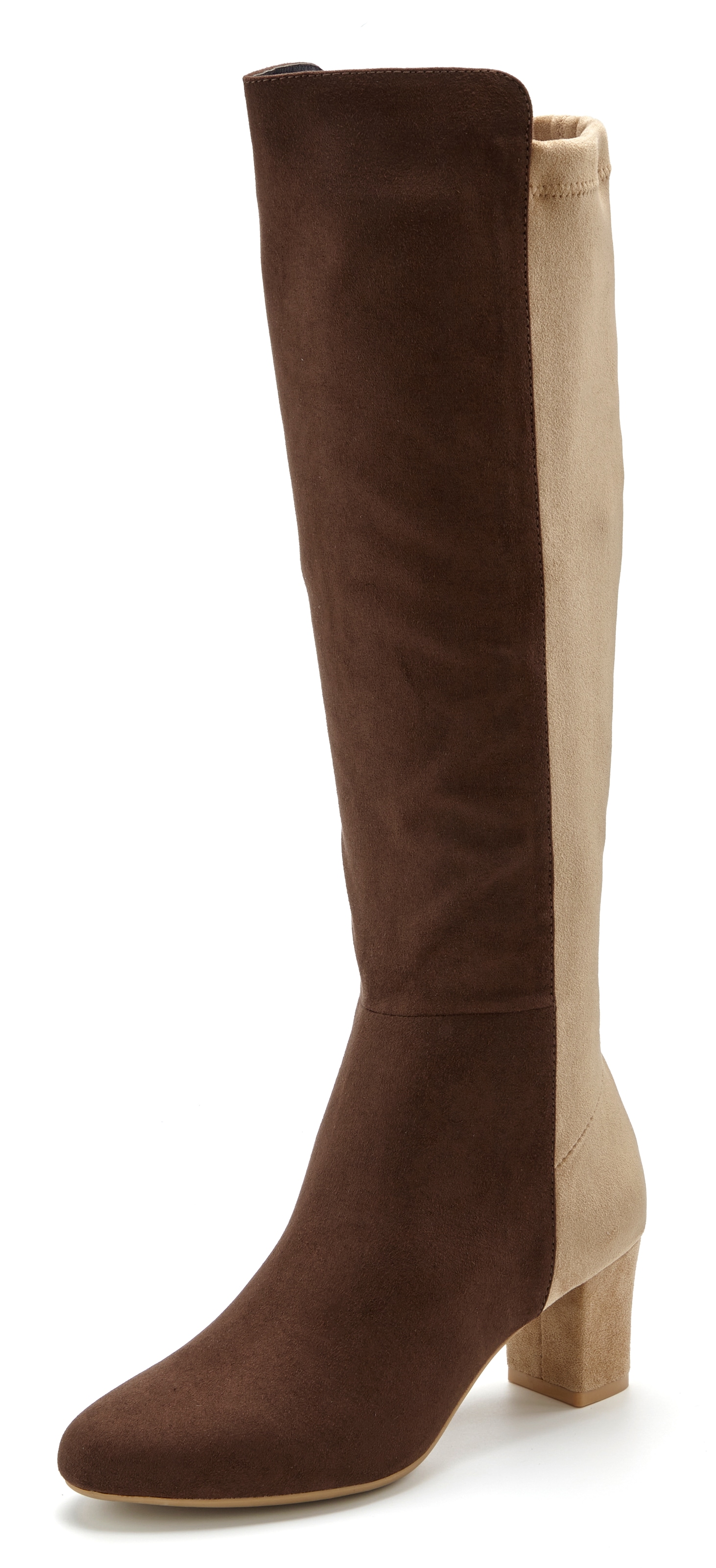 LASCANA Bottes »Langschaftstiefel, Stiefelette,«  avec talon bloc dans un élégant look bicolore