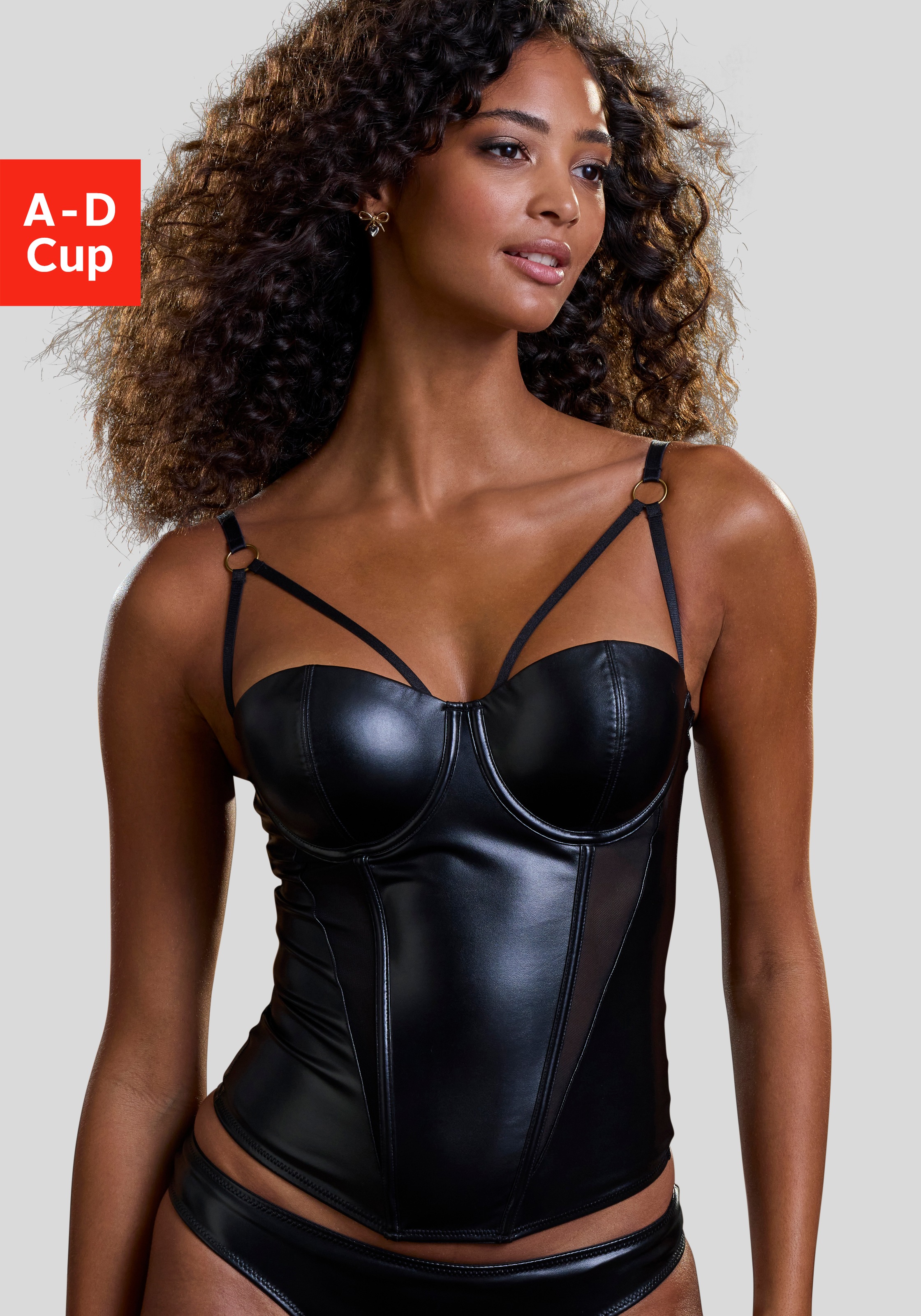 petite fleur gold Corsage aus Lederimitat, mit Push-up-Kissen, sexy Dessous, Reizwäsche